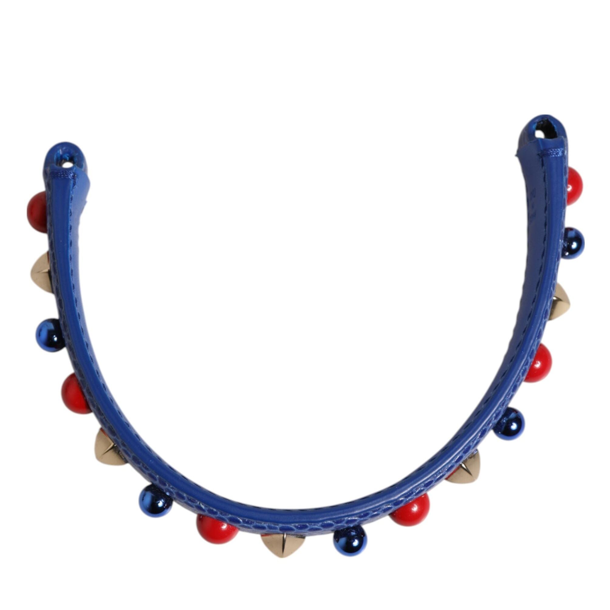 Dolce & Gabbana Blue Embellished Leather Bag Handle Women Shoulder Strap
