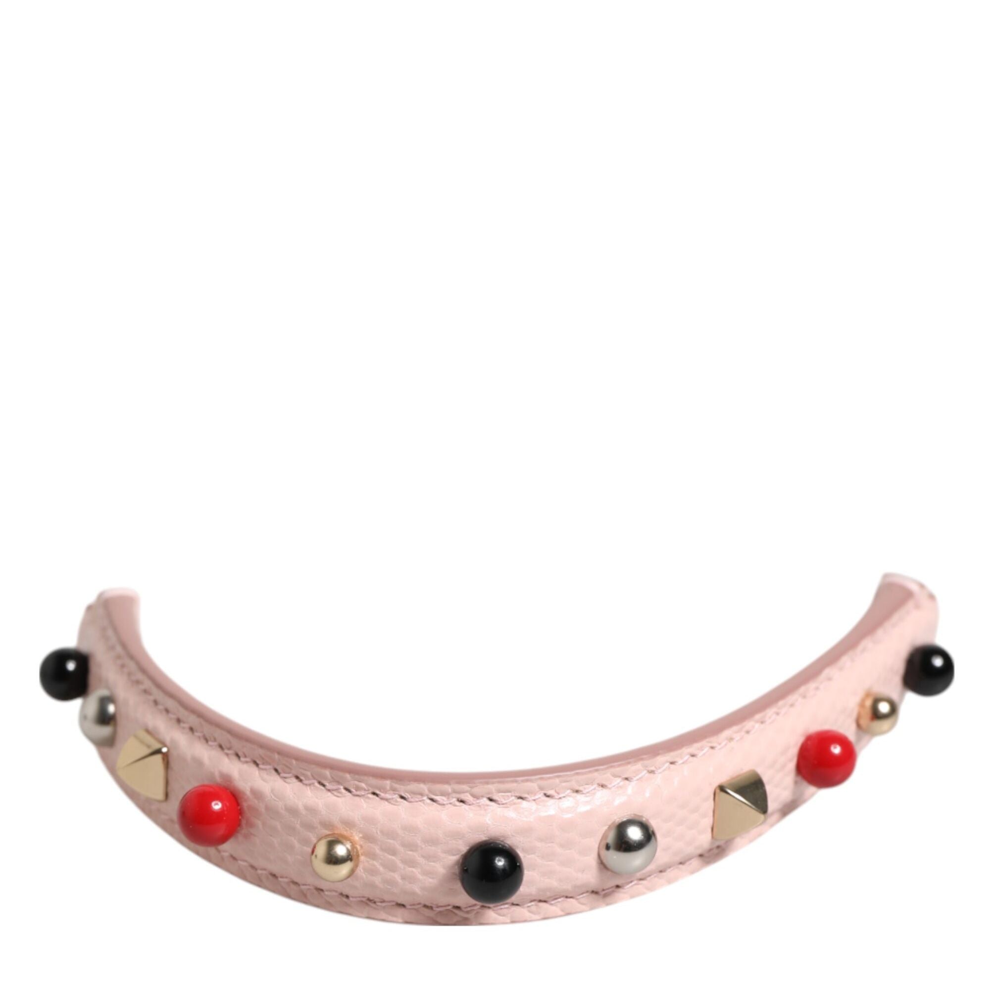 Dolce & Gabbana Light Pink Embellished Leather Bag Handle Shoulder Strap