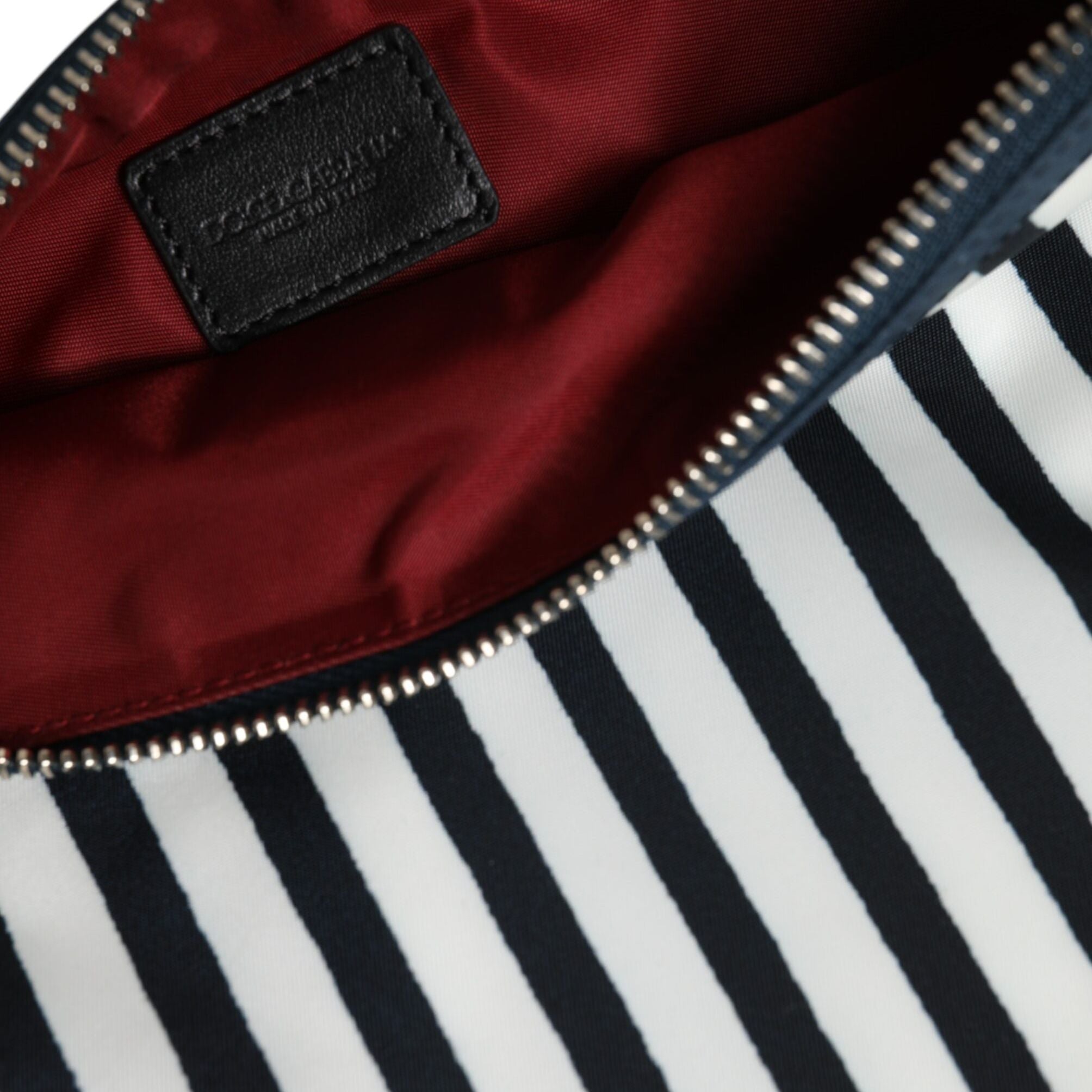 Dolce & Gabbana Black White Striped Logo Plaque Clutch Borse Pouch Bag