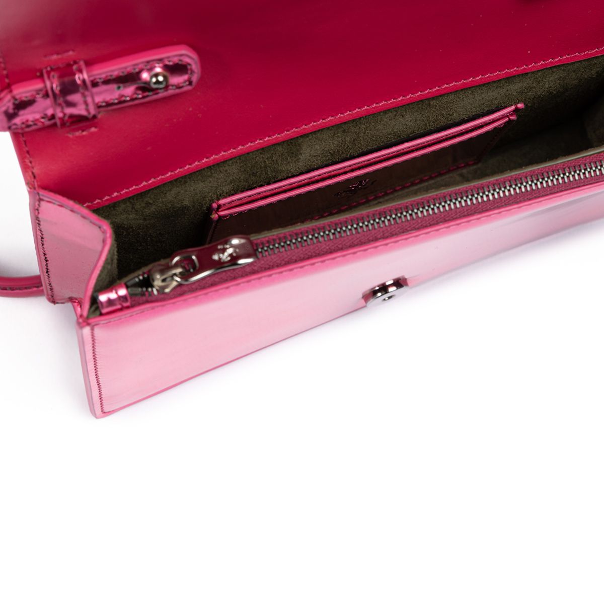 Ferrari Metal Pink GT patent leather bag with chain