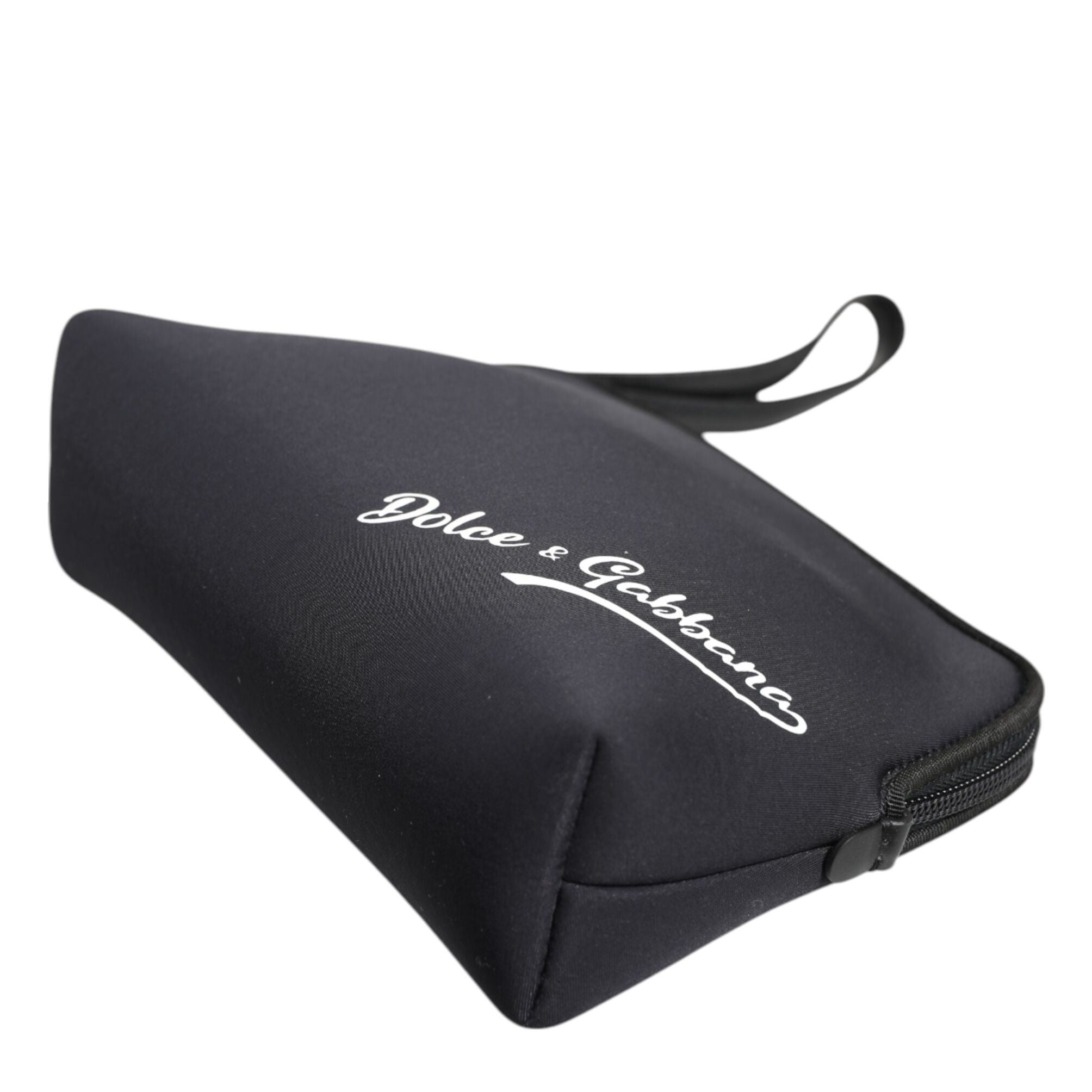 Dolce & Gabbana Black Solid Nylon DG LogoPrint Clutch Zip Borse Pouch Bag