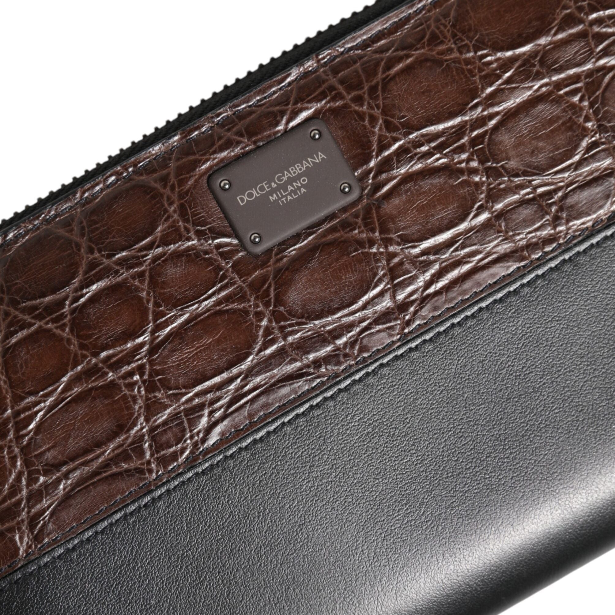 Dolce & Gabbana Black Brown Exotic Leather Men Continental Clutch Wallet