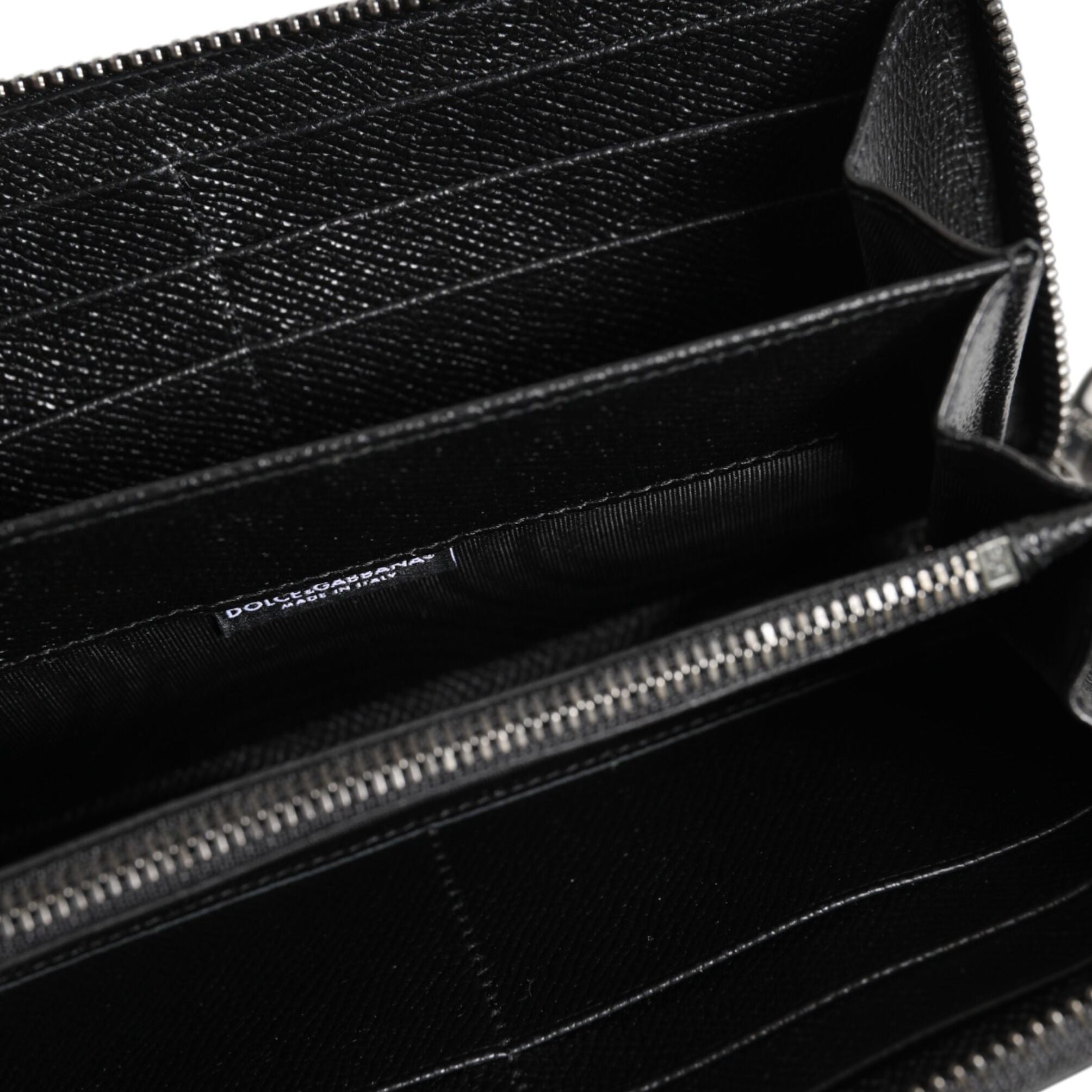 Dolce & Gabbana Black Leather #DGFAMILY Zipper Continental Mens Wallet