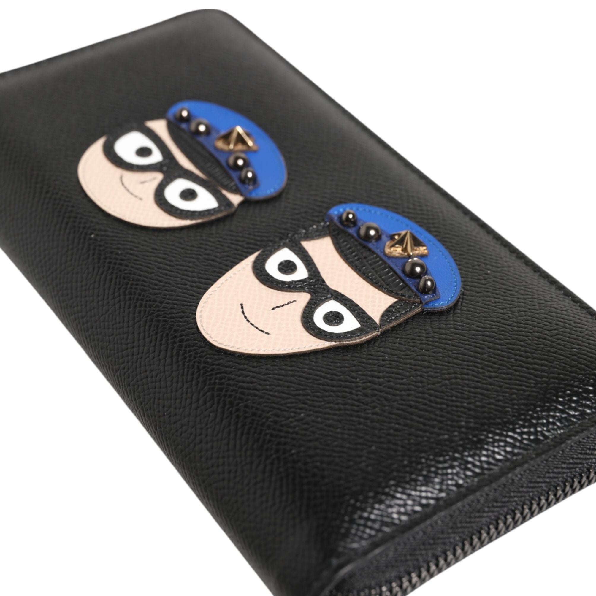 Dolce & Gabbana Black Leather #DGFAMILY Zipper Continental Mens Wallet