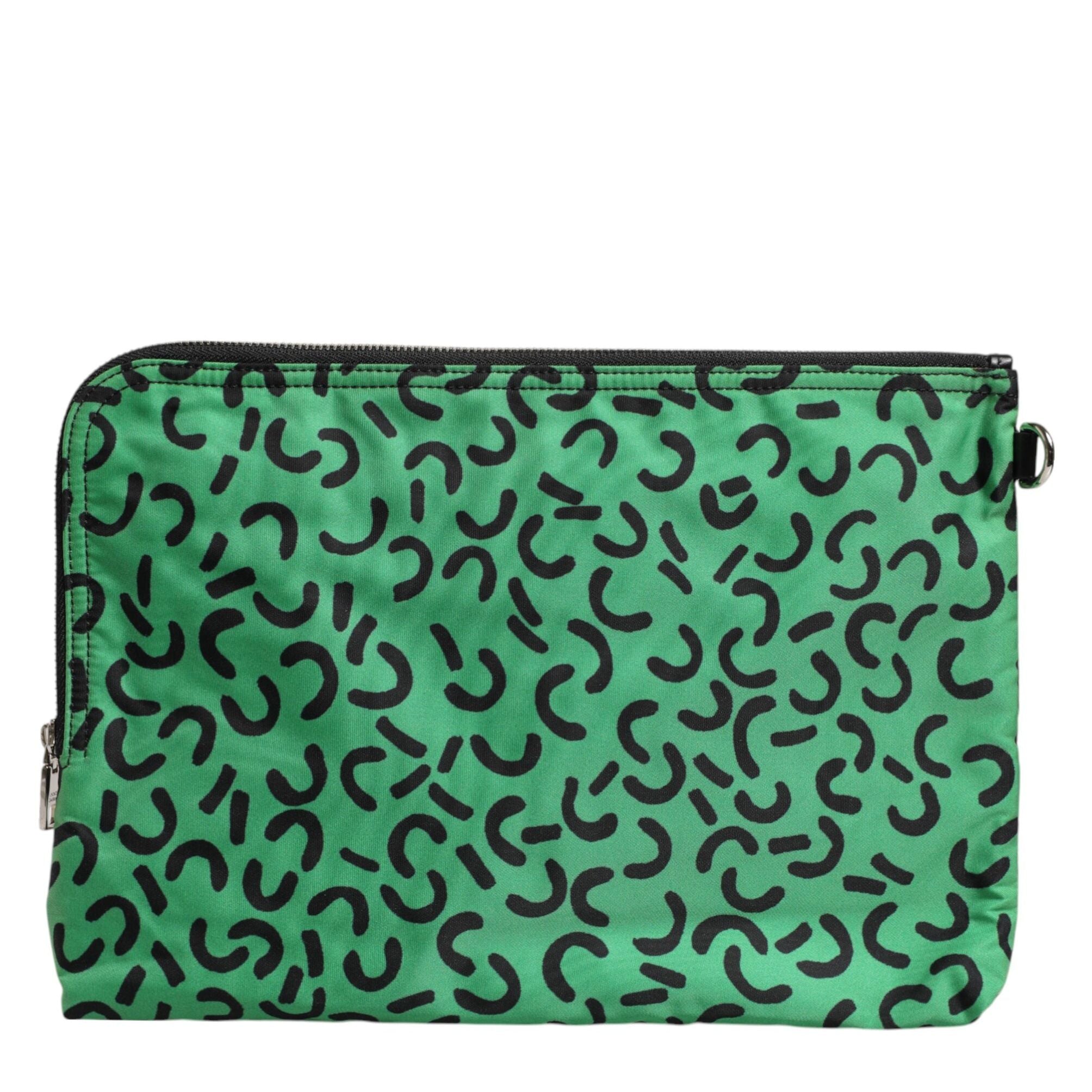 Dolce & Gabbana Multicolor Printed Nylon Logo Plaque Men Clutch Pouch Bag