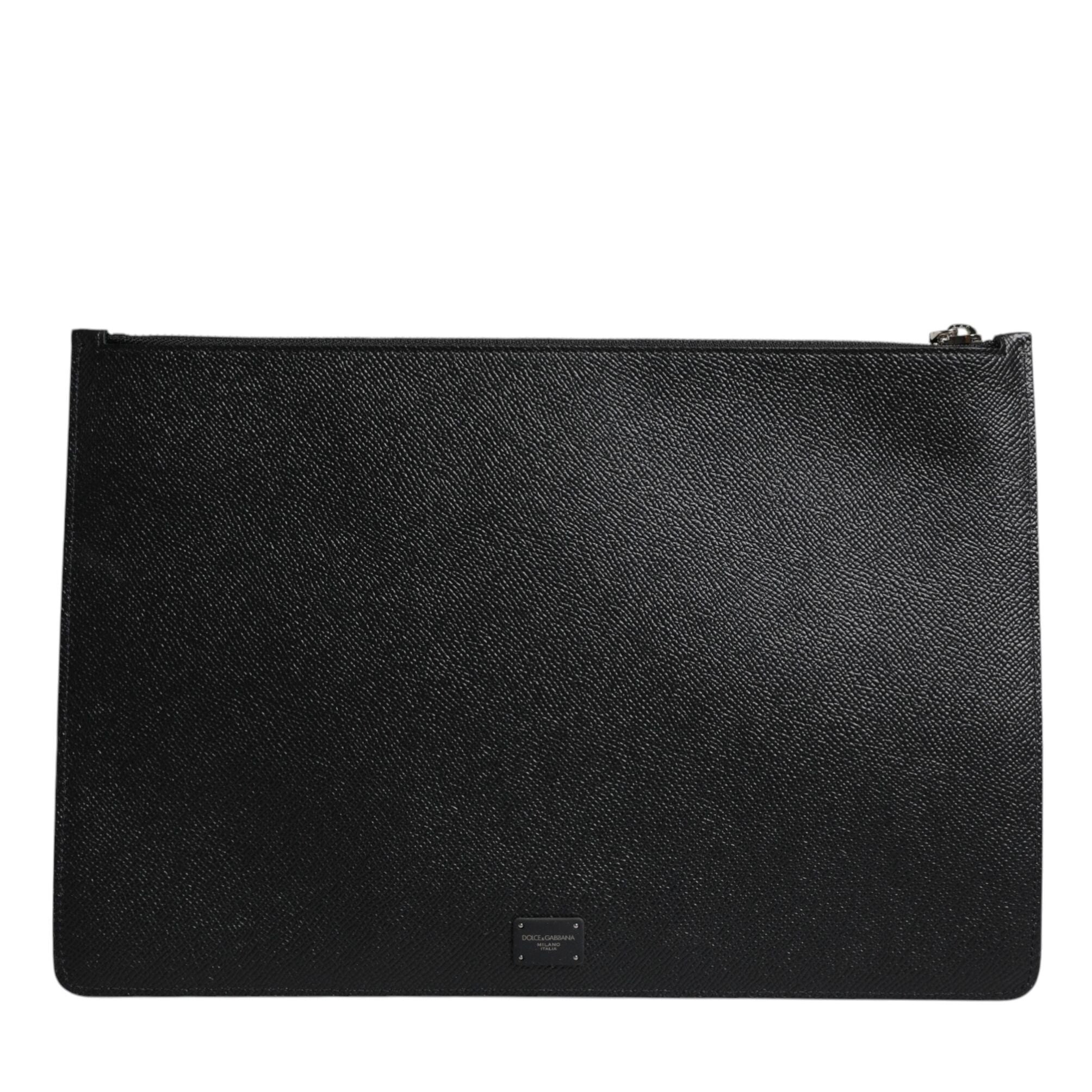 Dolce & Gabbana Black Leather Golden Pig Print Men Clutch Pouch Borse Bag