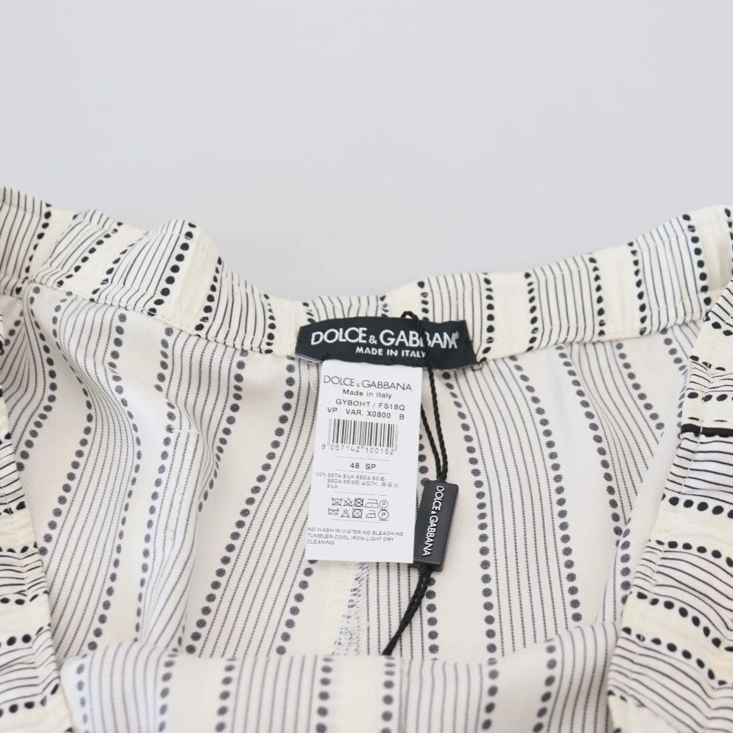 Dolce & Gabbana White Stripes Silk Lounge Trouser Pants