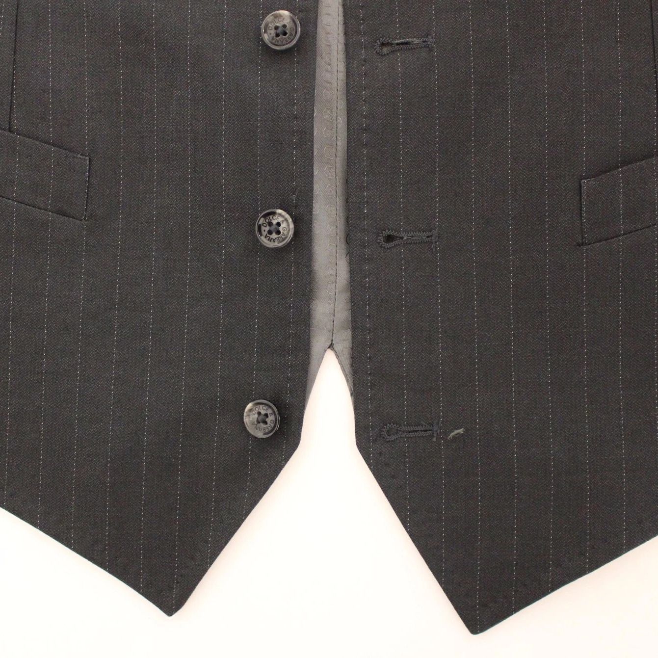Dolce & Gabbana Gray Striped Formal Dress Gilet Vest