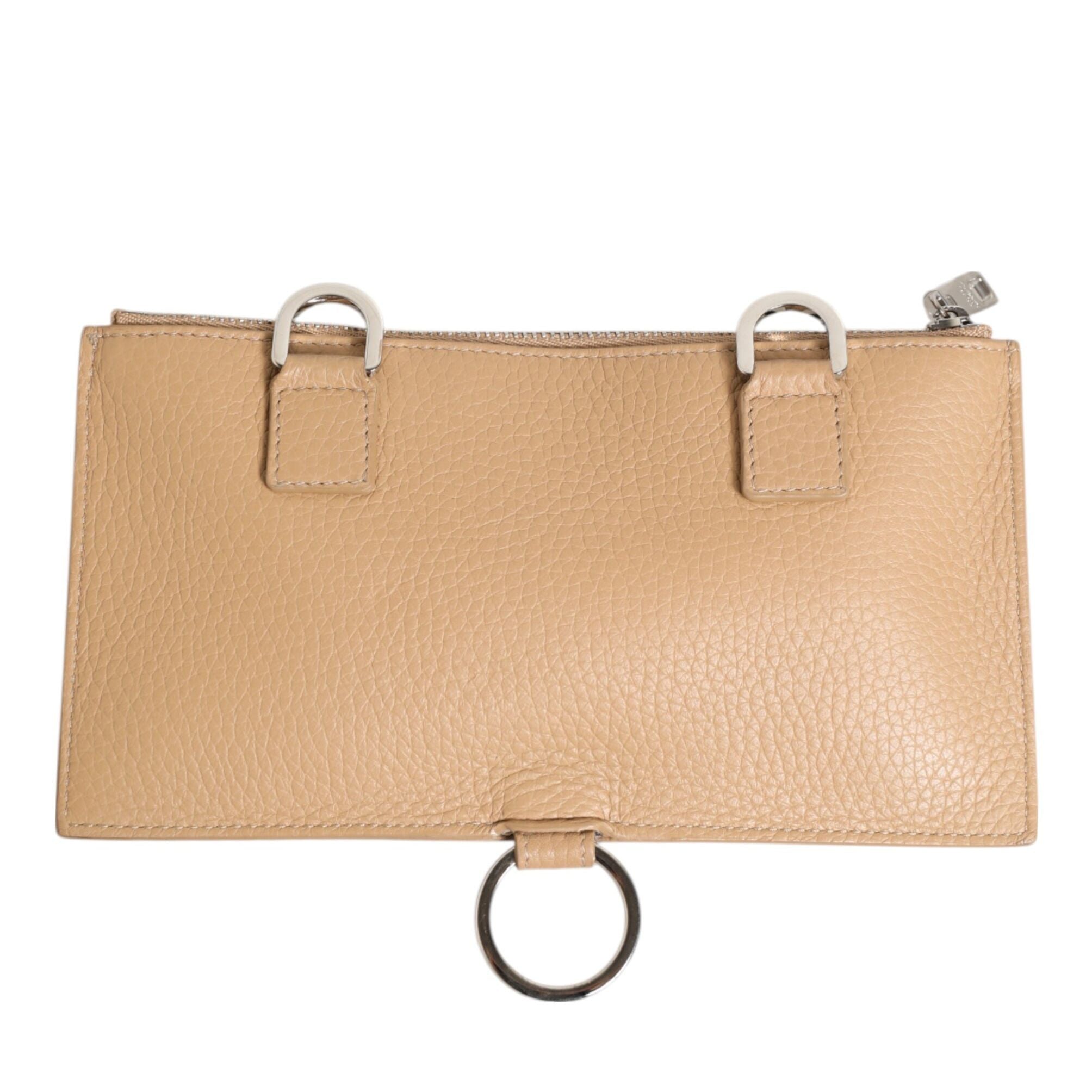 Dolce & Gabbana Beige Calfskin Leather Large Crossbody Card Holder Wallet