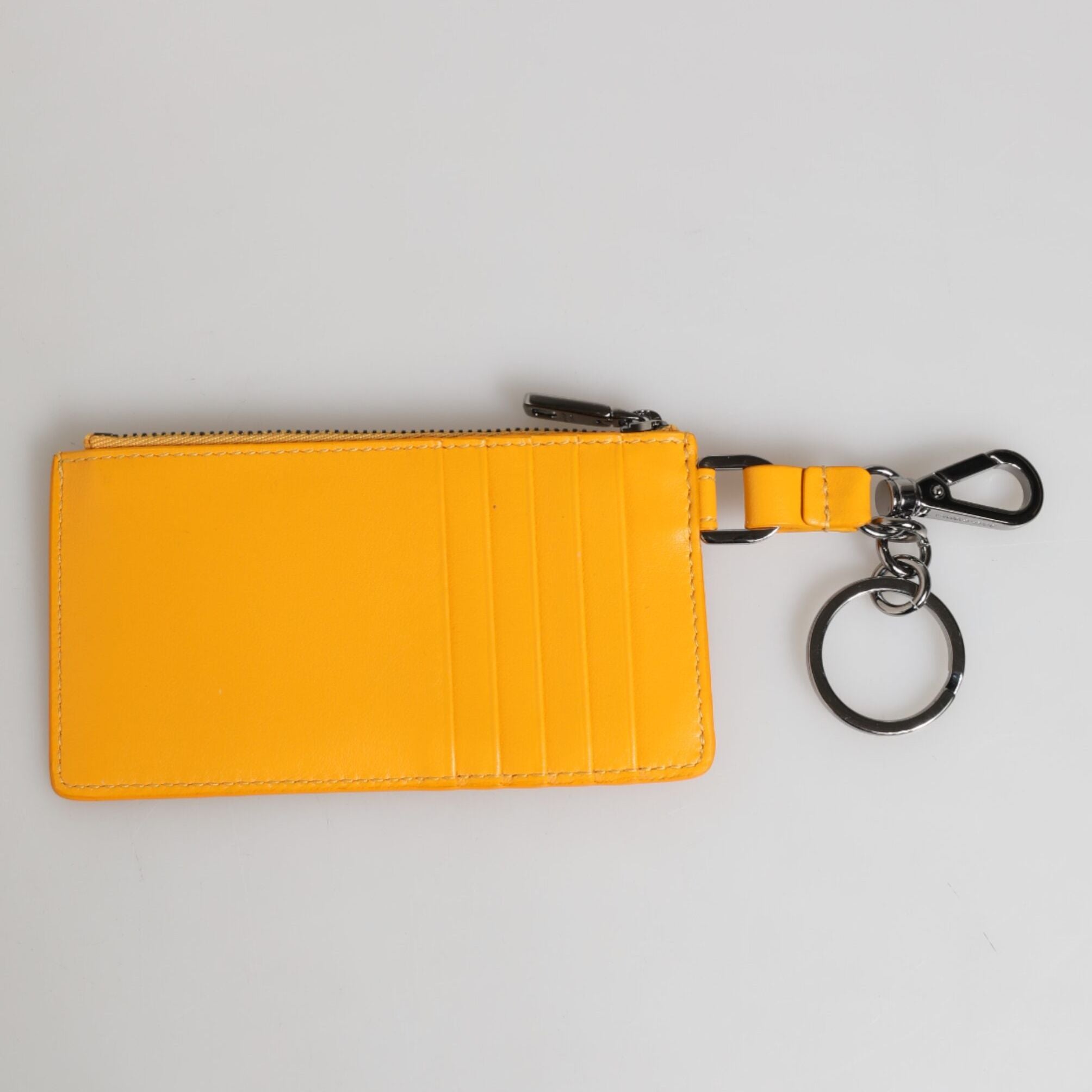 Dolce & Gabbana Yellow Orange Leather Credit Card Key Holder Clip On Wallet