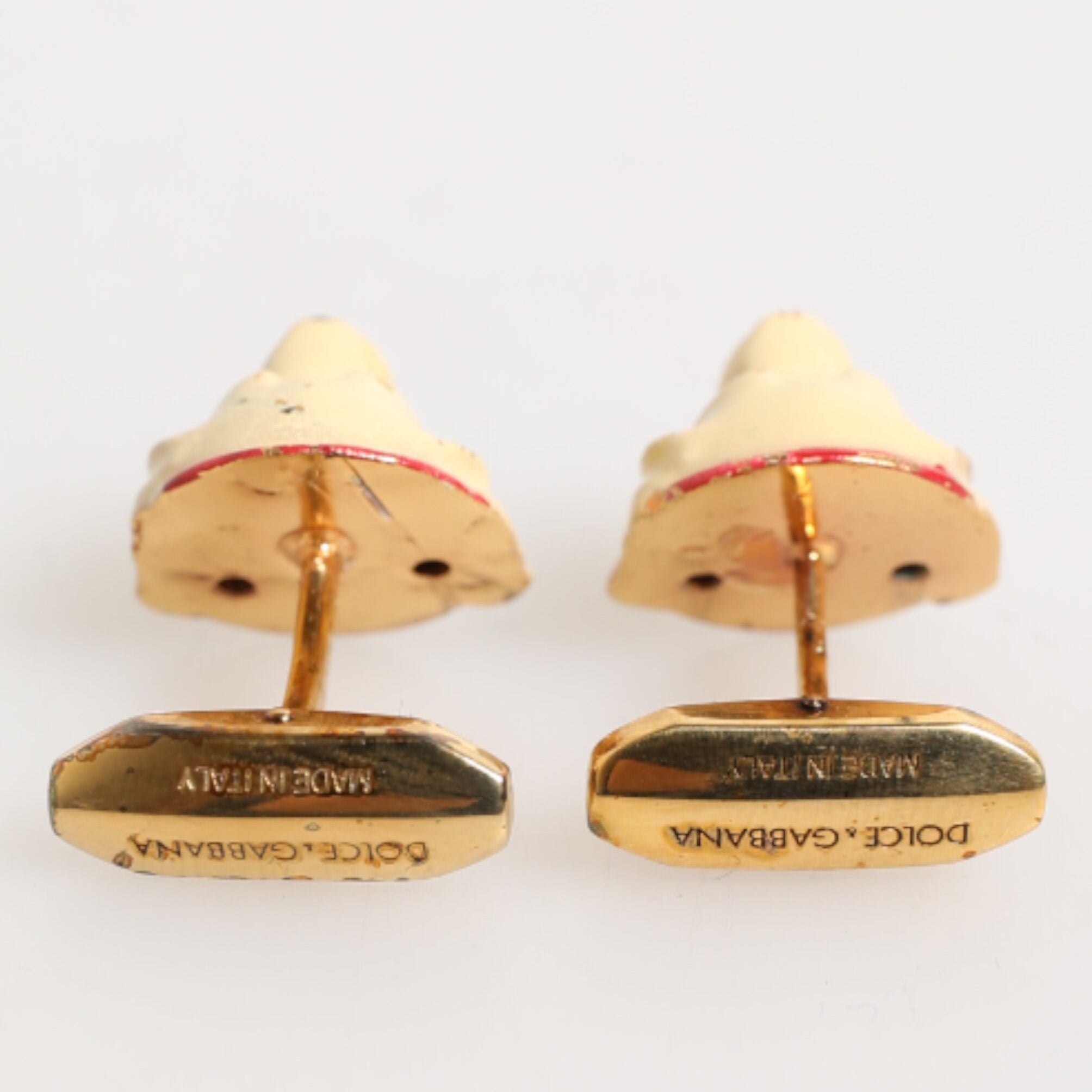 Dolce & Gabbana Brass Gold Tone Dog Puppy Men's Accessories Cufflink