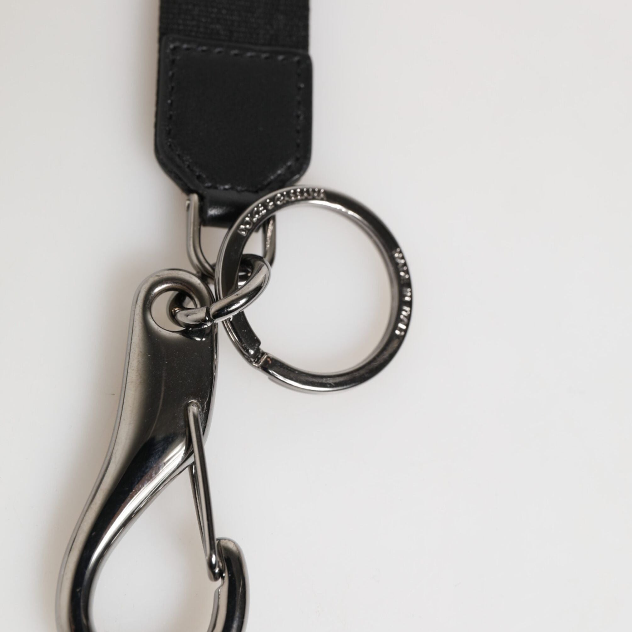 Dolce & Gabbana Black Burgundy Polyester DG Logo Men Keychain Keyring