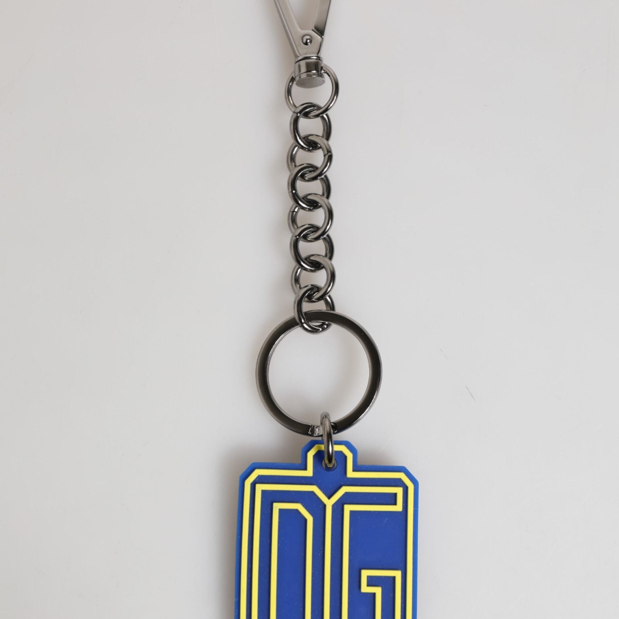 Dolce & Gabbana Blue Yellow DG Rubber Logo Silver Men Keychain Keyring