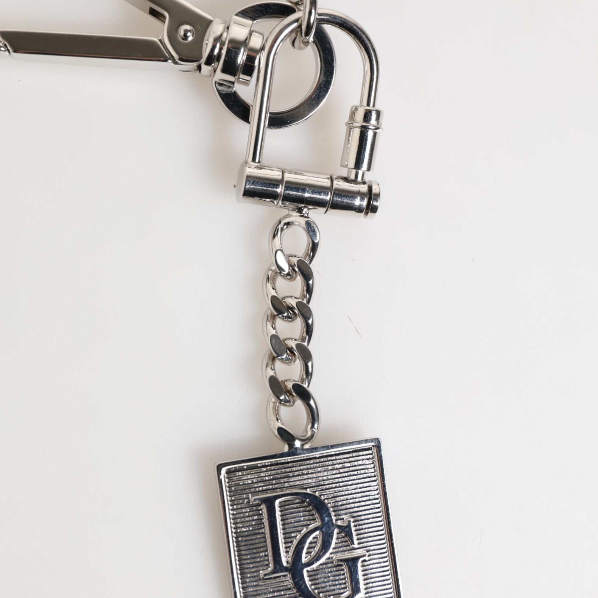 Dolce & Gabbana Silver Tone Metal Chain DG Logo Pendant Men Necklace