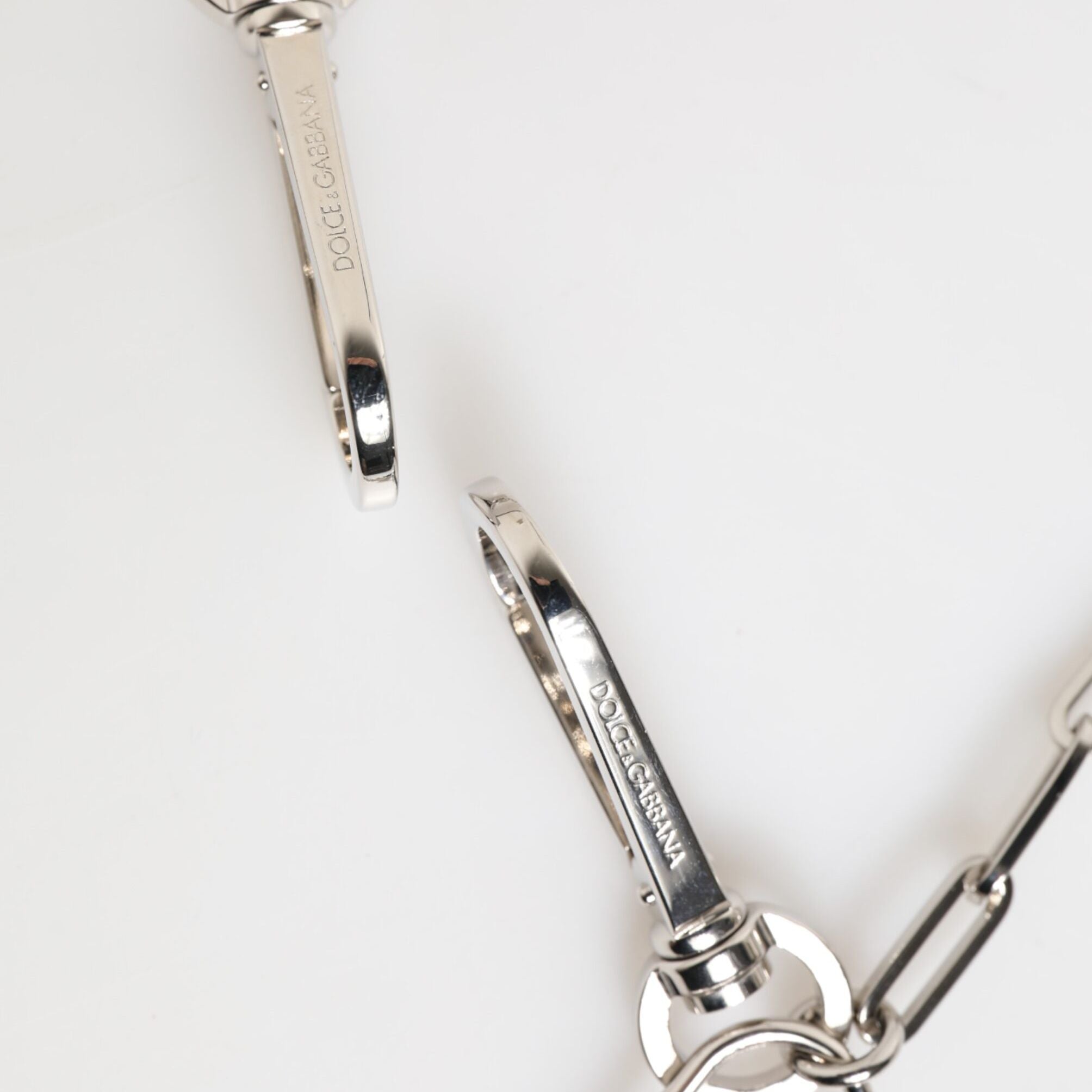 Dolce & Gabbana Silver Tone Metal Chain DG Logo Pendant Men Necklace