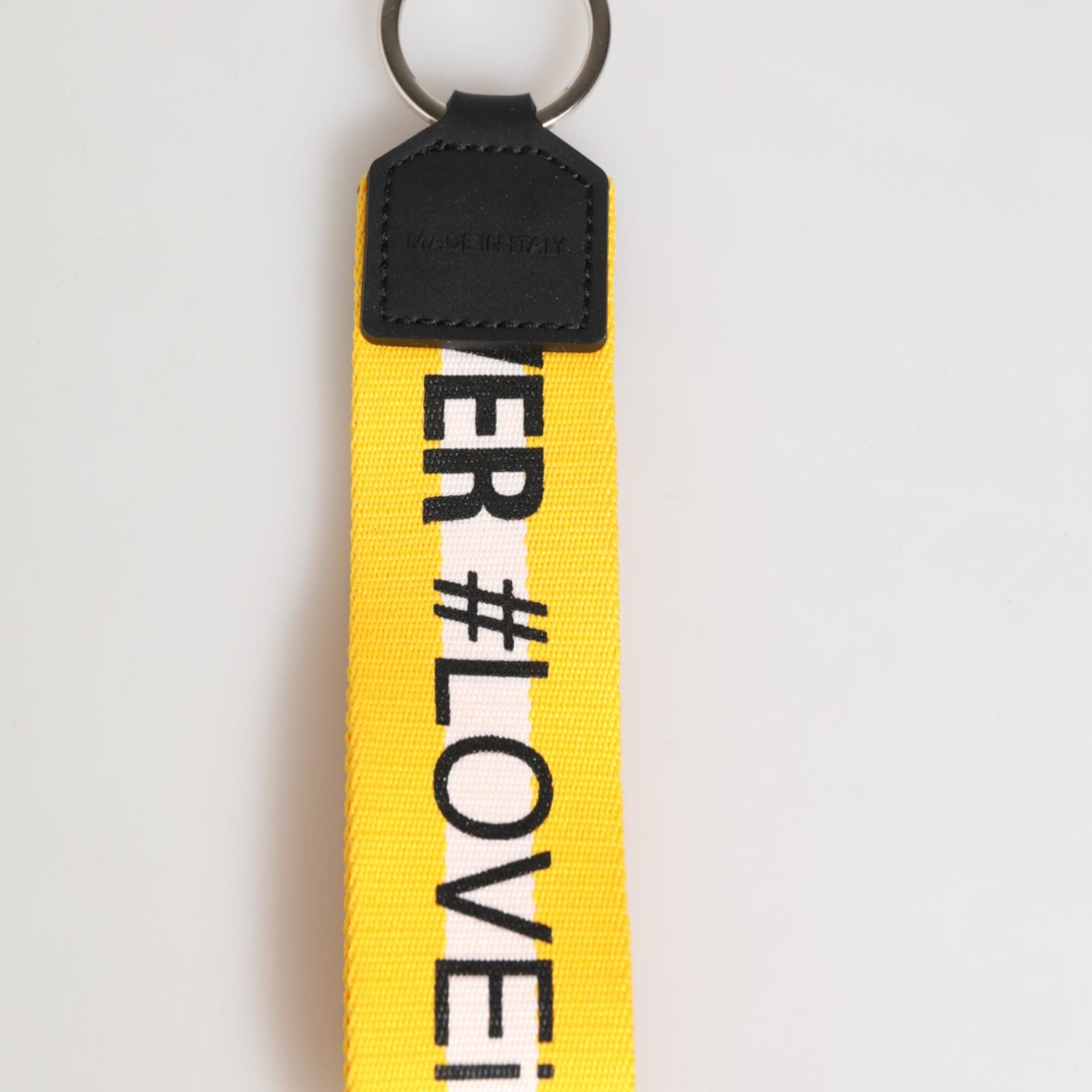 Dolce & Gabbana Yellow Logo Polyester Silver Brass Holder Keychain Keyring