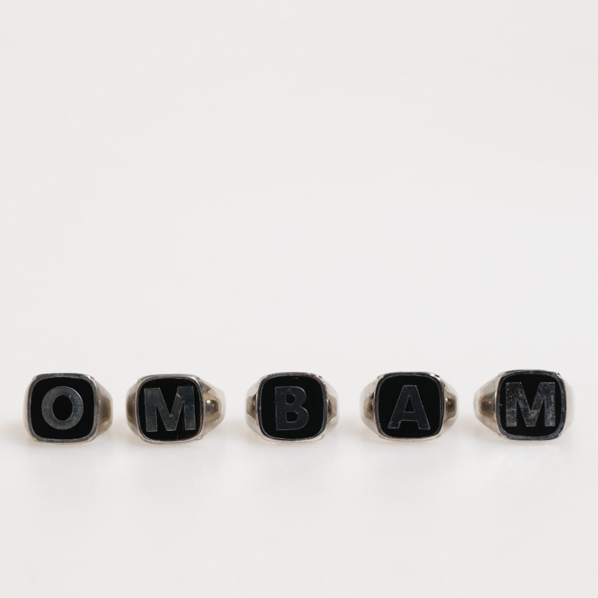 Dolce & Gabbana Silver Tone Brass Lettering Set 5 Pieces Adjustable Ring