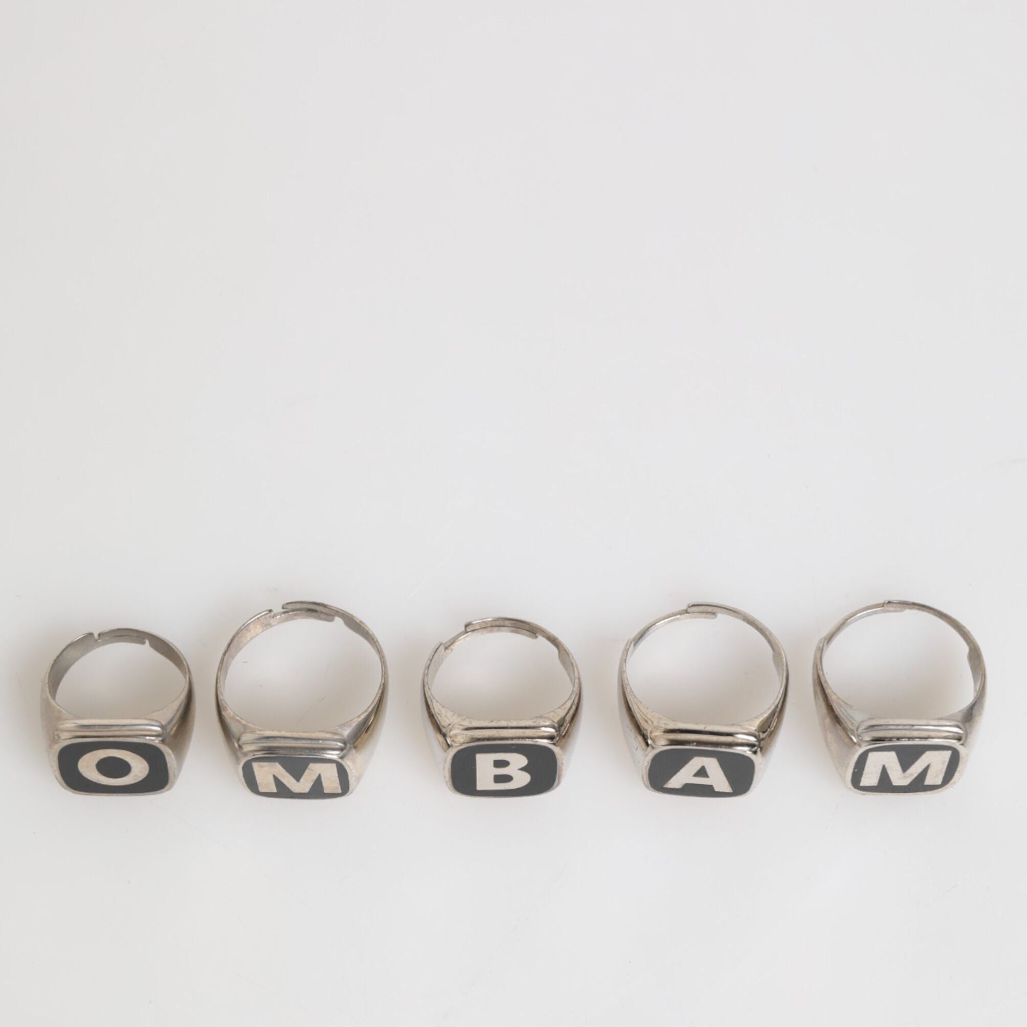 Dolce & Gabbana Silver Tone Brass Lettering Set 5 Pieces Adjustable Ring