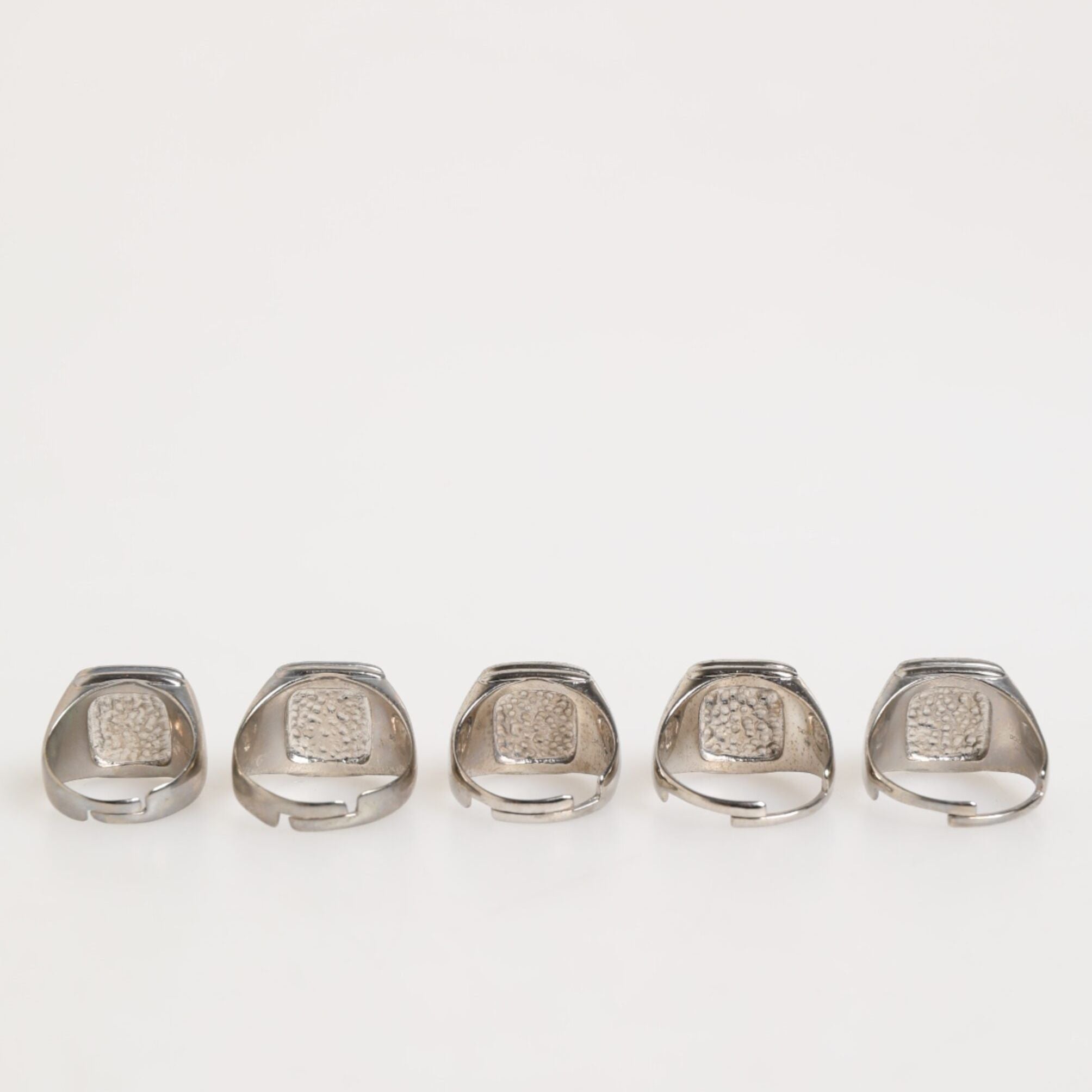 Dolce & Gabbana Silver Tone Brass Lettering Set 5 Pieces Adjustable Ring