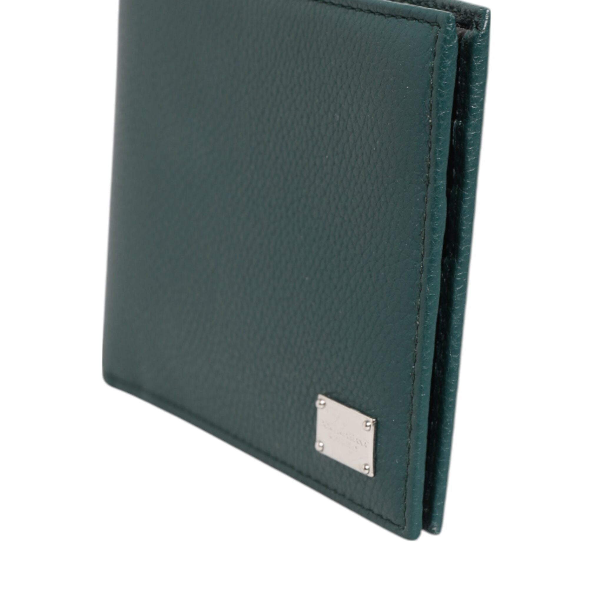 Dolce & Gabbana Green Leather DG Logo Plaque Bifold Men Card Holder Wallet