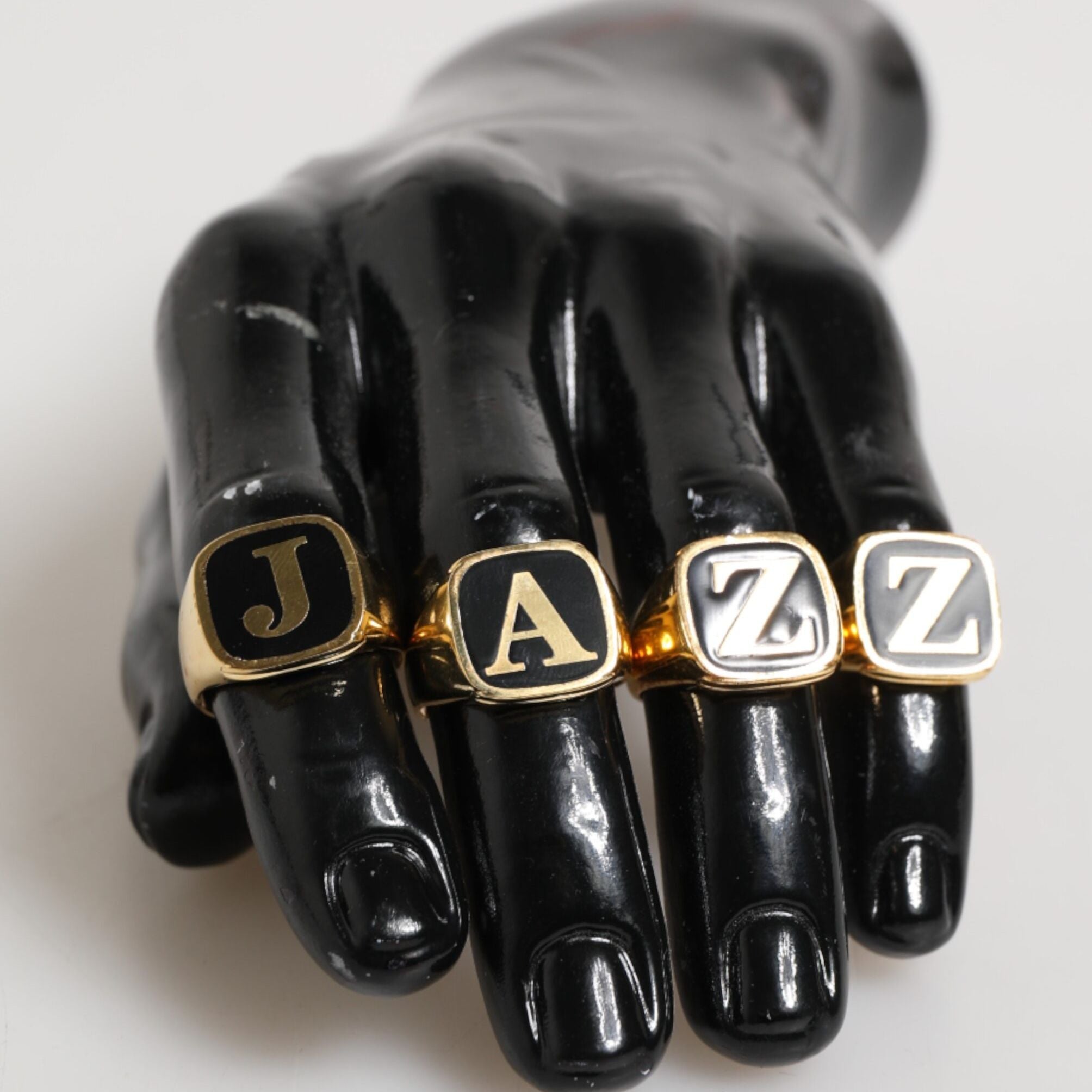 Dolce & Gabbana Gold Tone Brass JAZZ Letter Set 4 Pieces Adjustable Ring