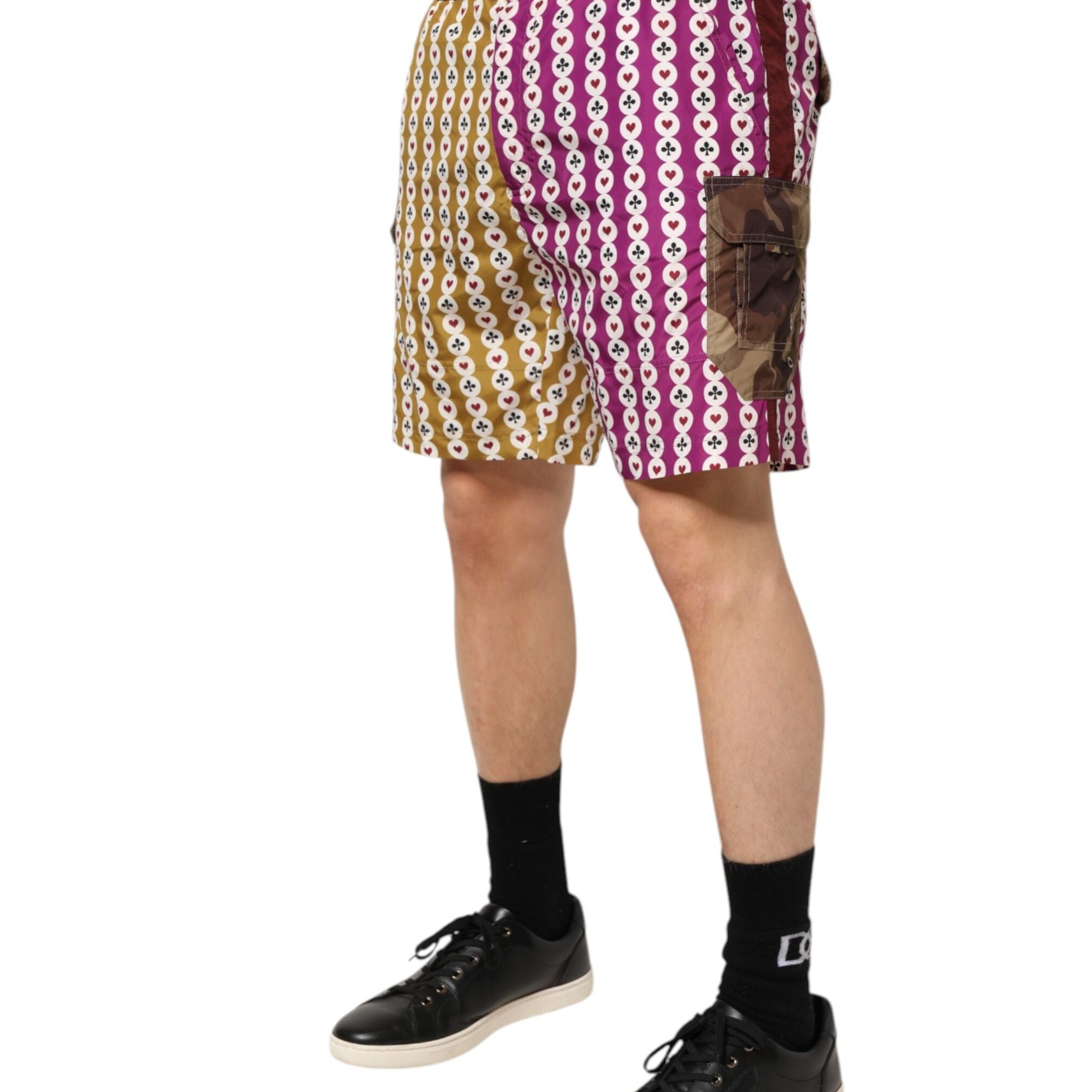Dolce & Gabbana Multicolor Playing Card Camouflage Shorts Swimwear