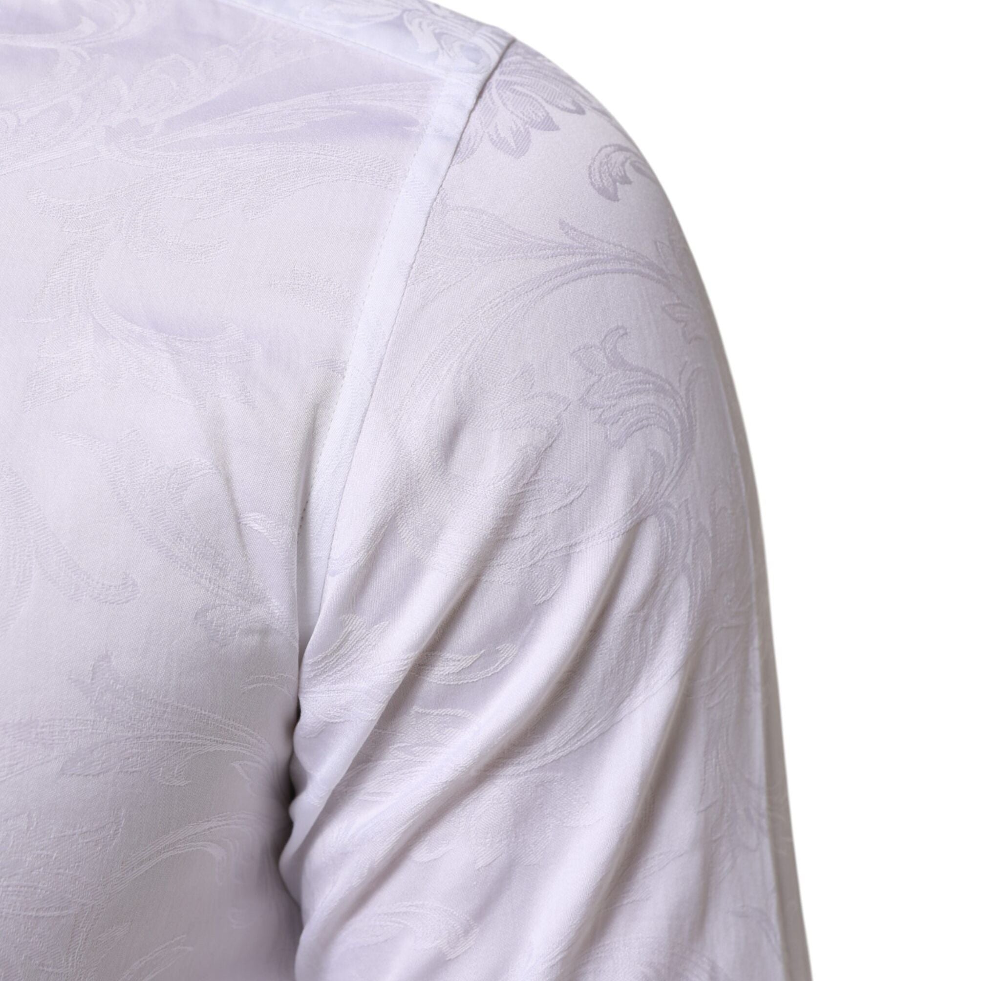 Dolce & Gabbana White Cotton MARTINI Paisley Jacquard Shirt