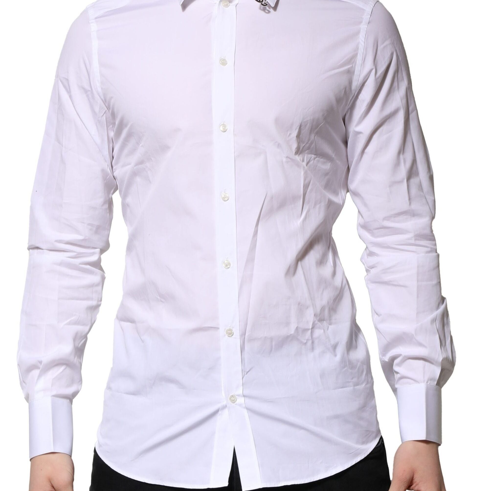Dolce & Gabbana White Cotton GOLD Long Sleeves Formal Shirt
