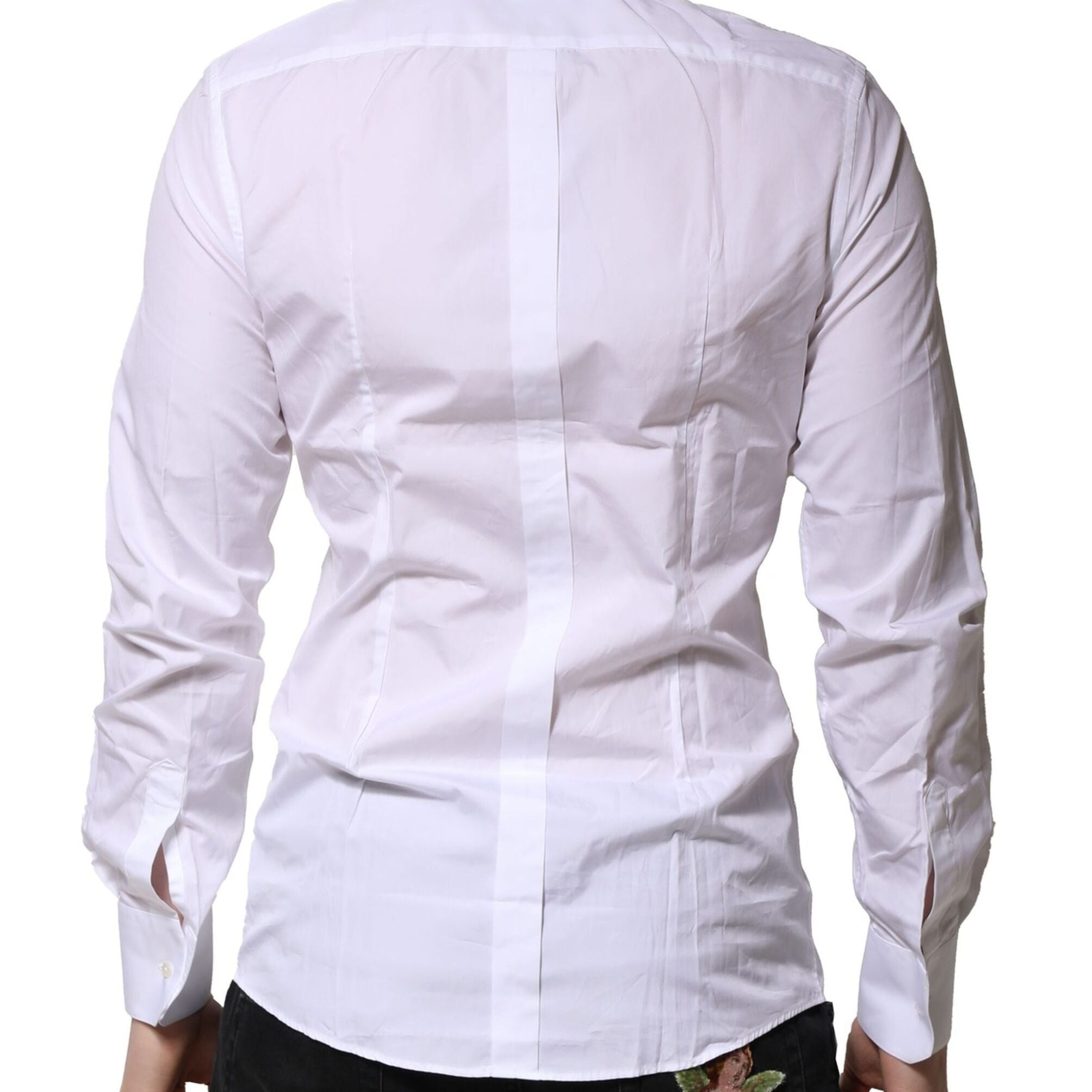 Dolce & Gabbana White Cotton GOLD Long Sleeves Formal Shirt