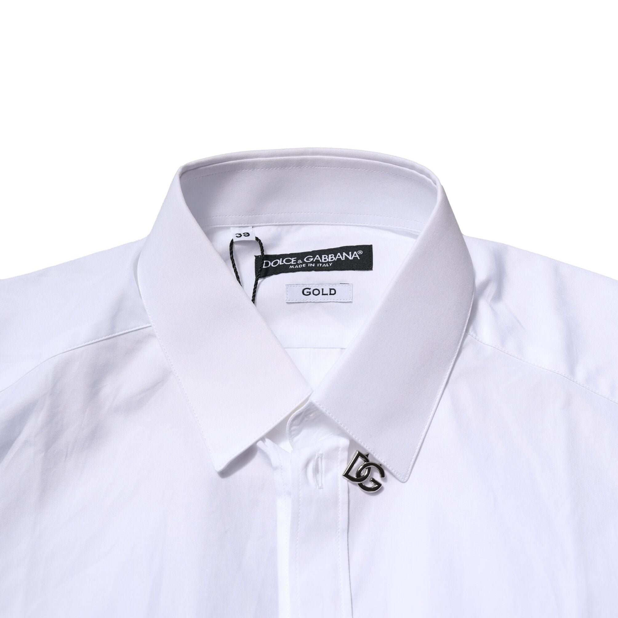 Dolce & Gabbana White Cotton GOLD Long Sleeves Formal Shirt