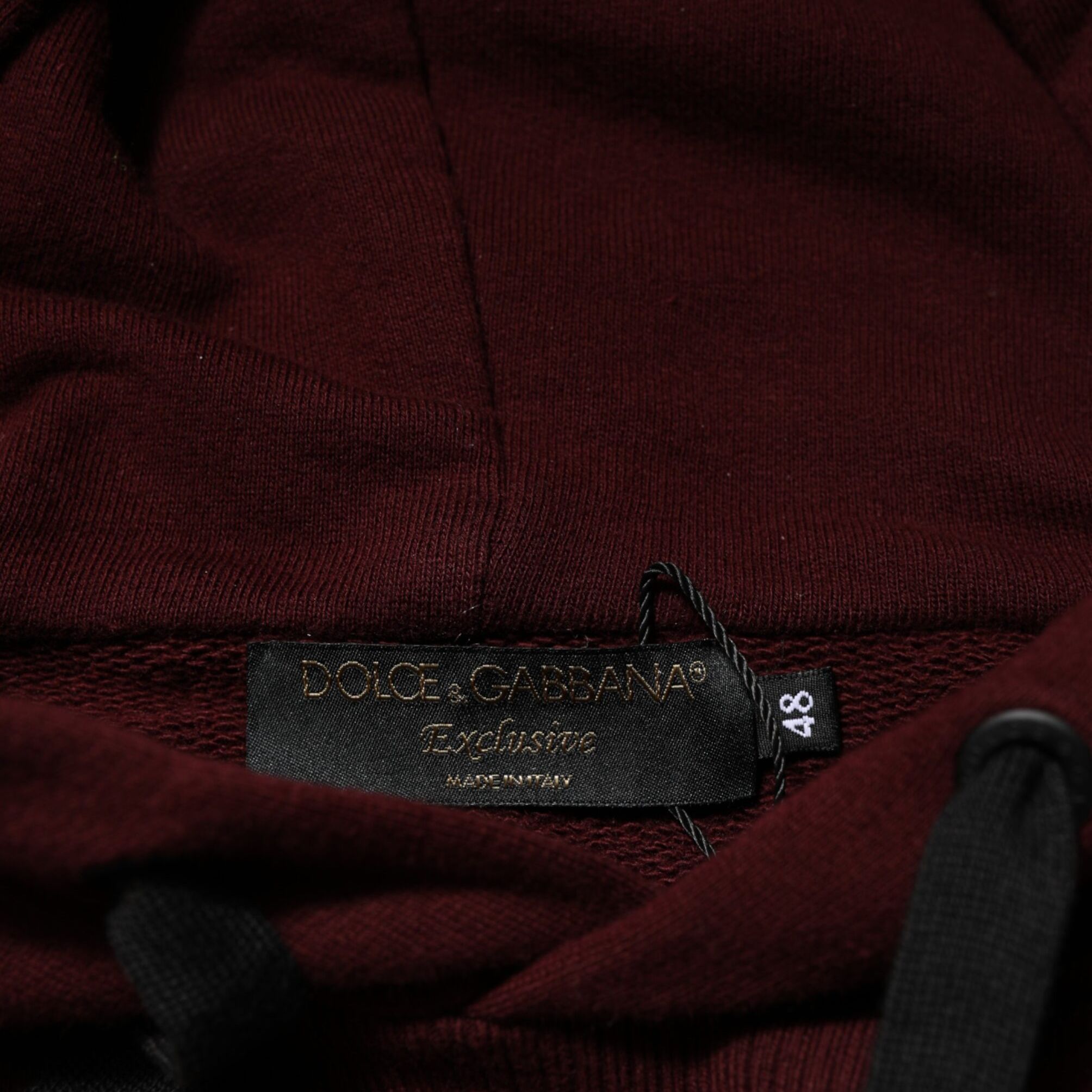 Dolce & Gabbana Burgundy Cotton Plaid Lined Men Hoodie Sweater
