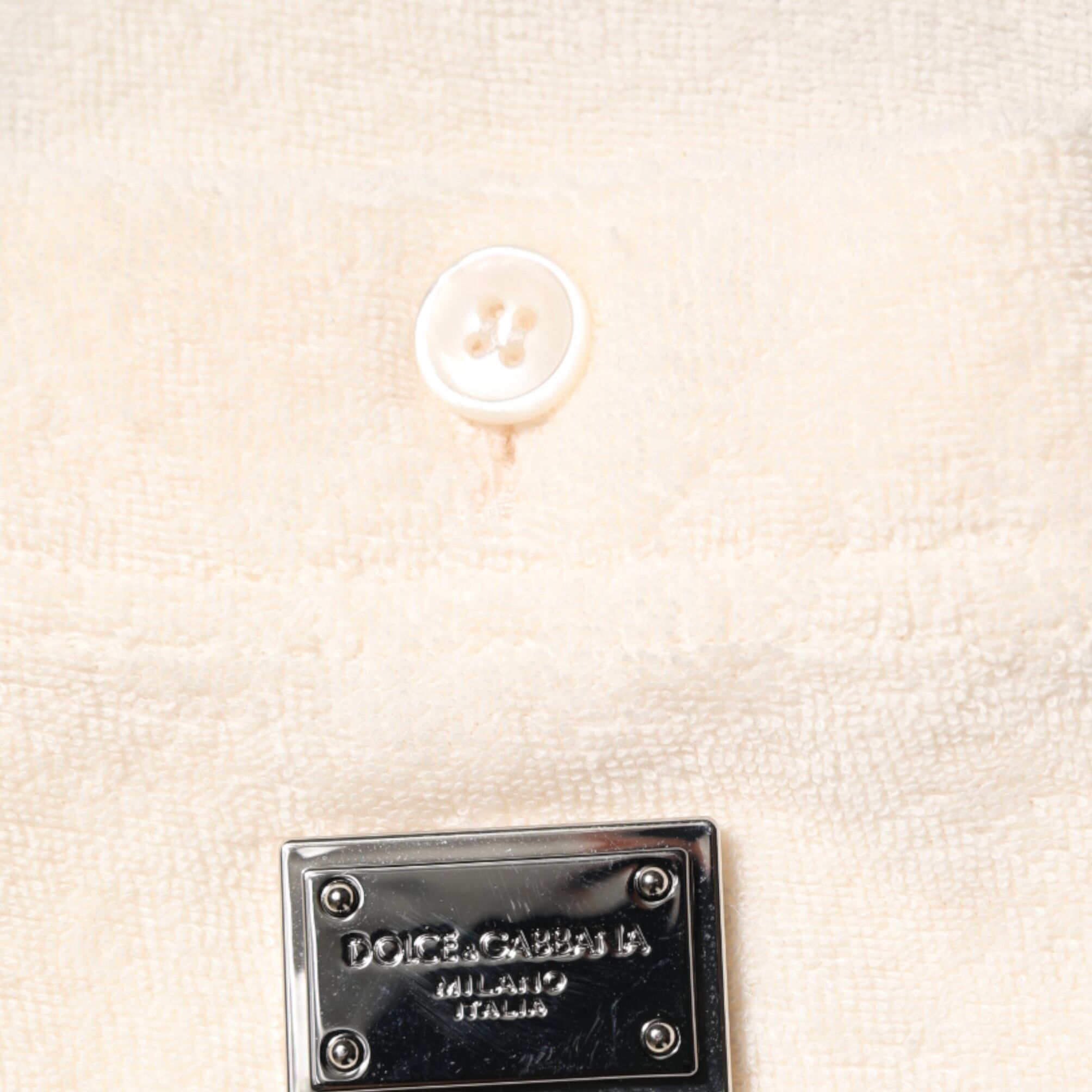 Dolce & Gabbana Ivory Cotton Terry Logo Pocket Polo T-shirt