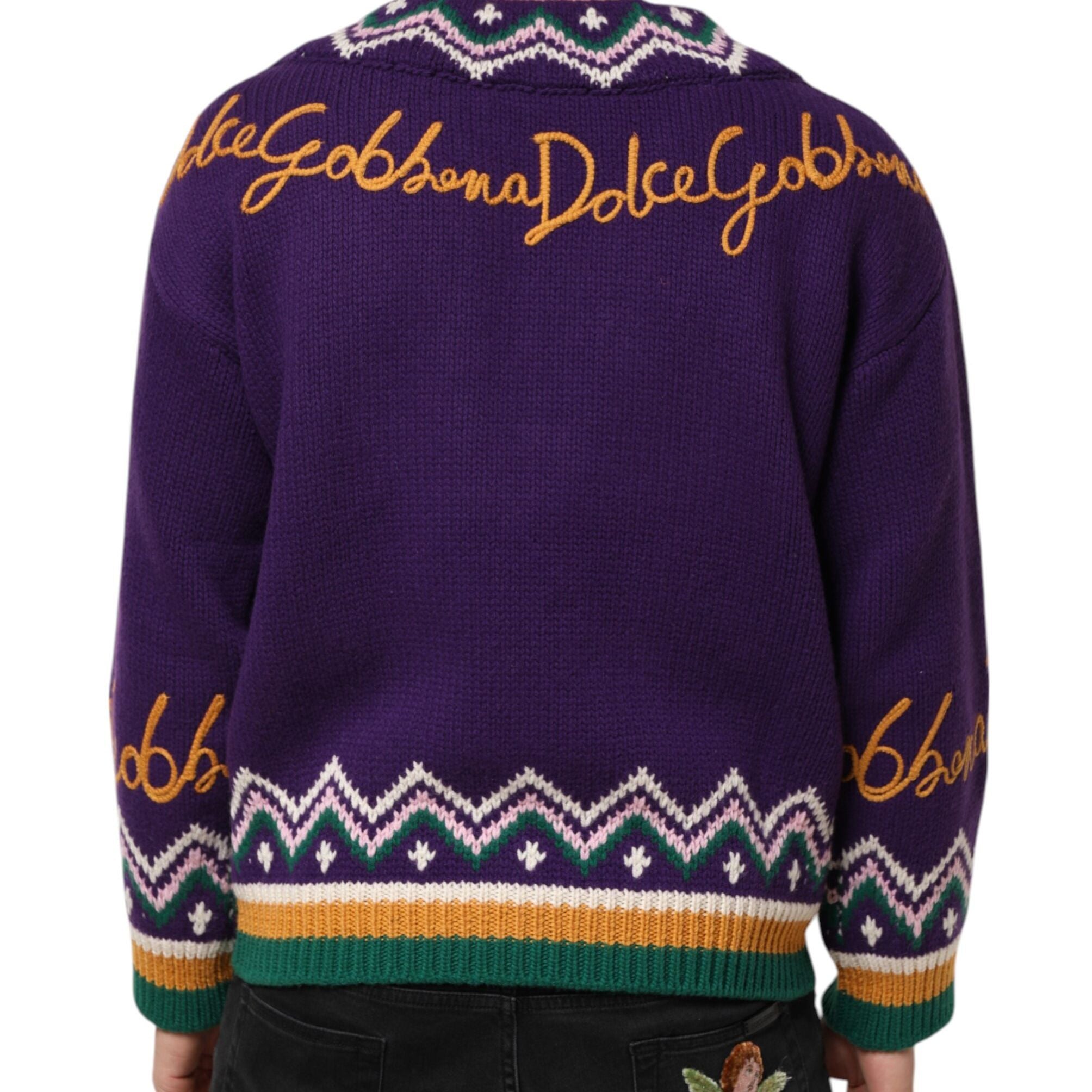 Dolce & Gabbana Purple Wool DG Logo Men Knit Pullover Sweater