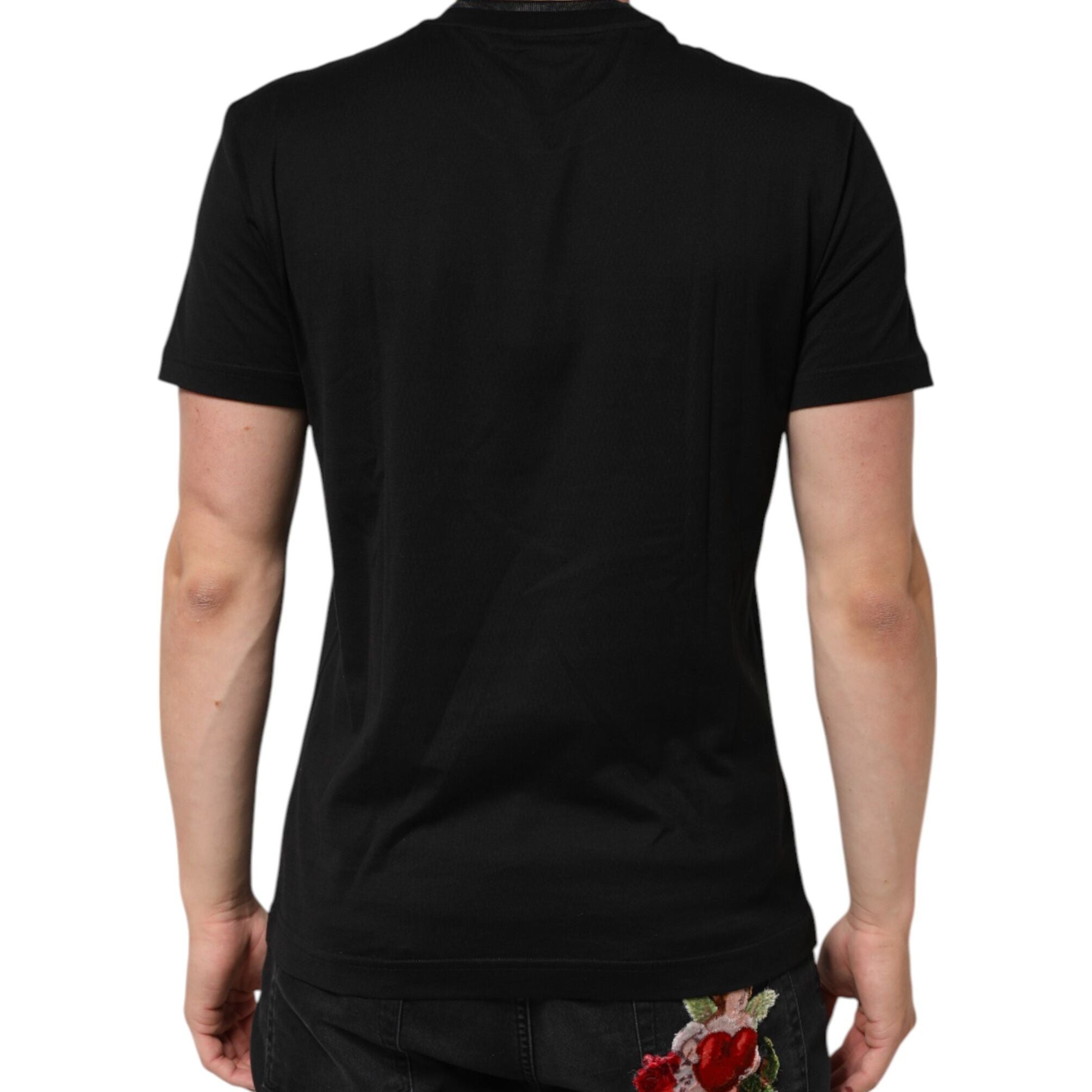 Dolce & Gabbana Black Cotton Embroidered DG Logo Pocket T-shirt