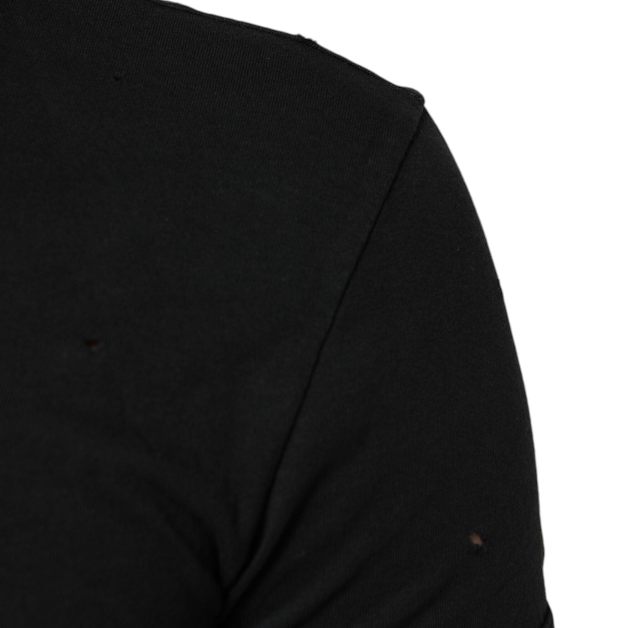 Dolce & Gabbana Black Cotton Tattered Logo V-Neck Men T-shirt