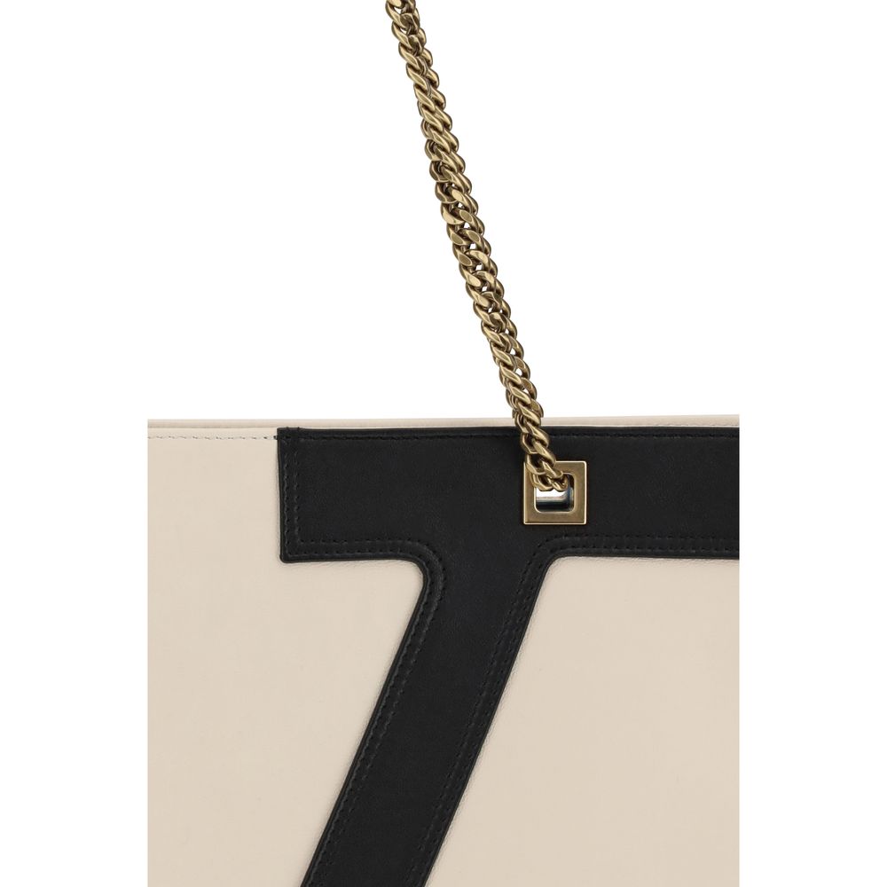 Valentino Garavani Beige Calf Leather Bos Taurus Shoulder Bag