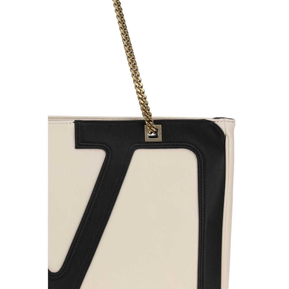 Valentino Garavani Beige Calf Leather Bos Taurus Shoulder Bag