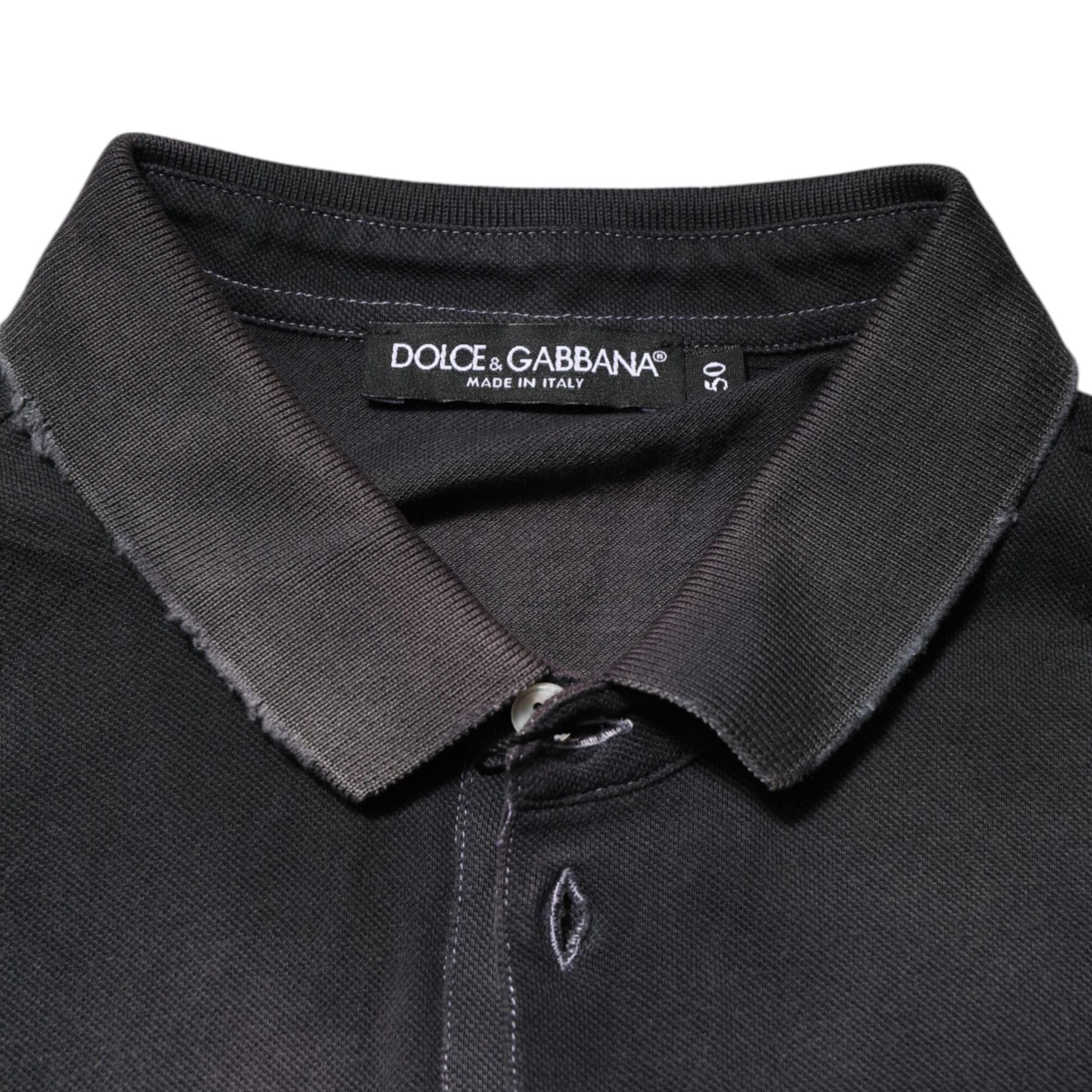 Dolce & Gabbana Gray Cotton Crown Collared Men Polo T-shirt