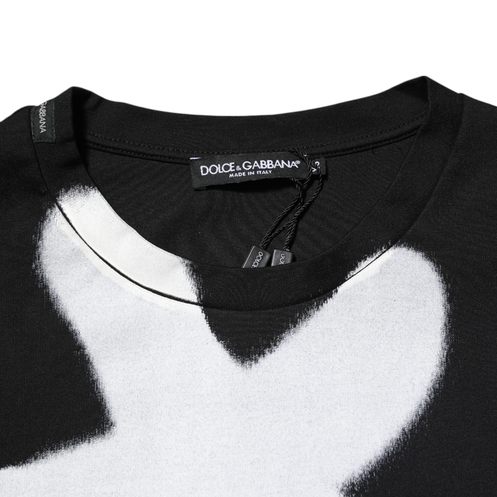 Dolce & Gabbana Black Cotton DG Logo Graffiti Short Sleeve T-shirt
