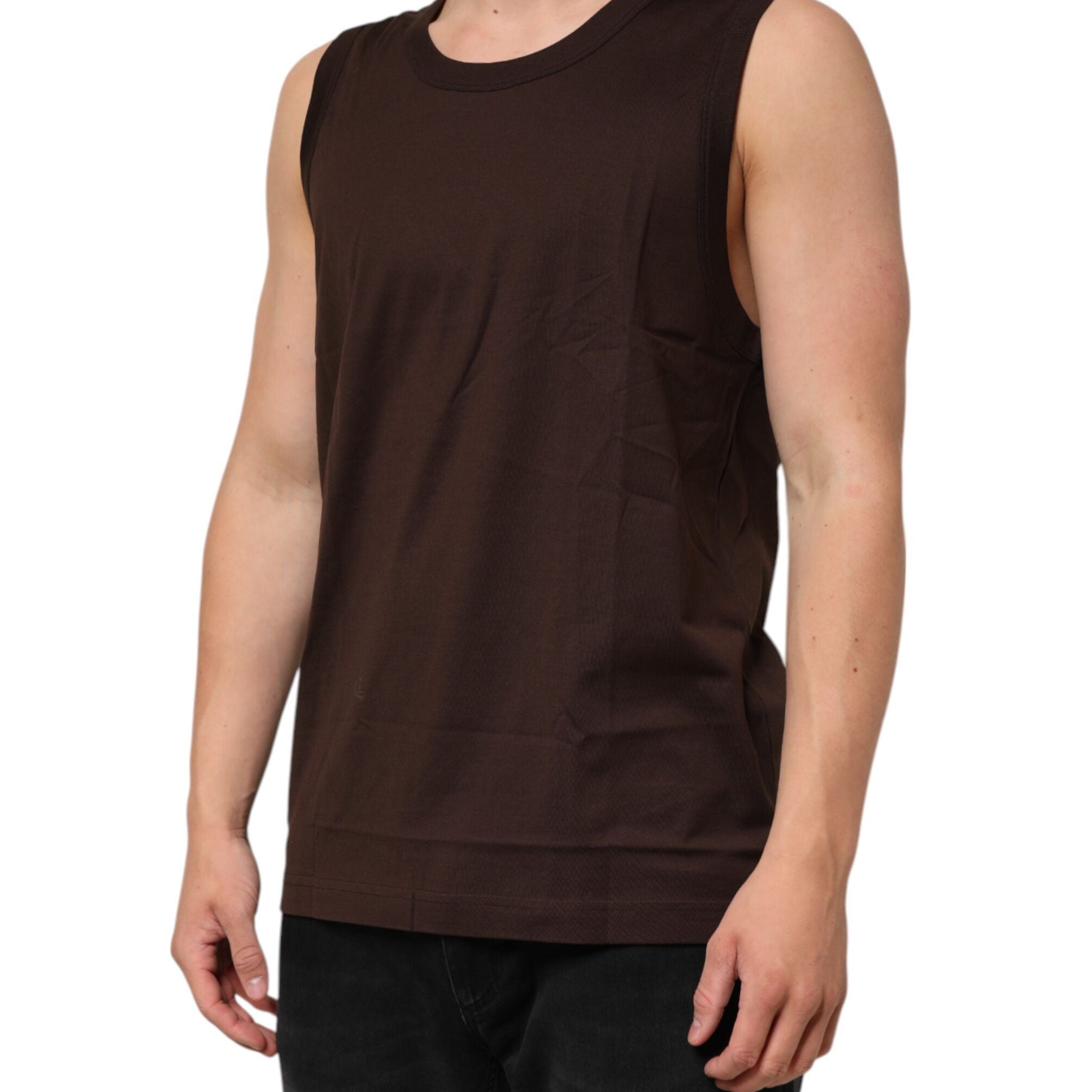 Dolce & Gabbana Brown Cotton Sleeveless Underwear Men Tank Top