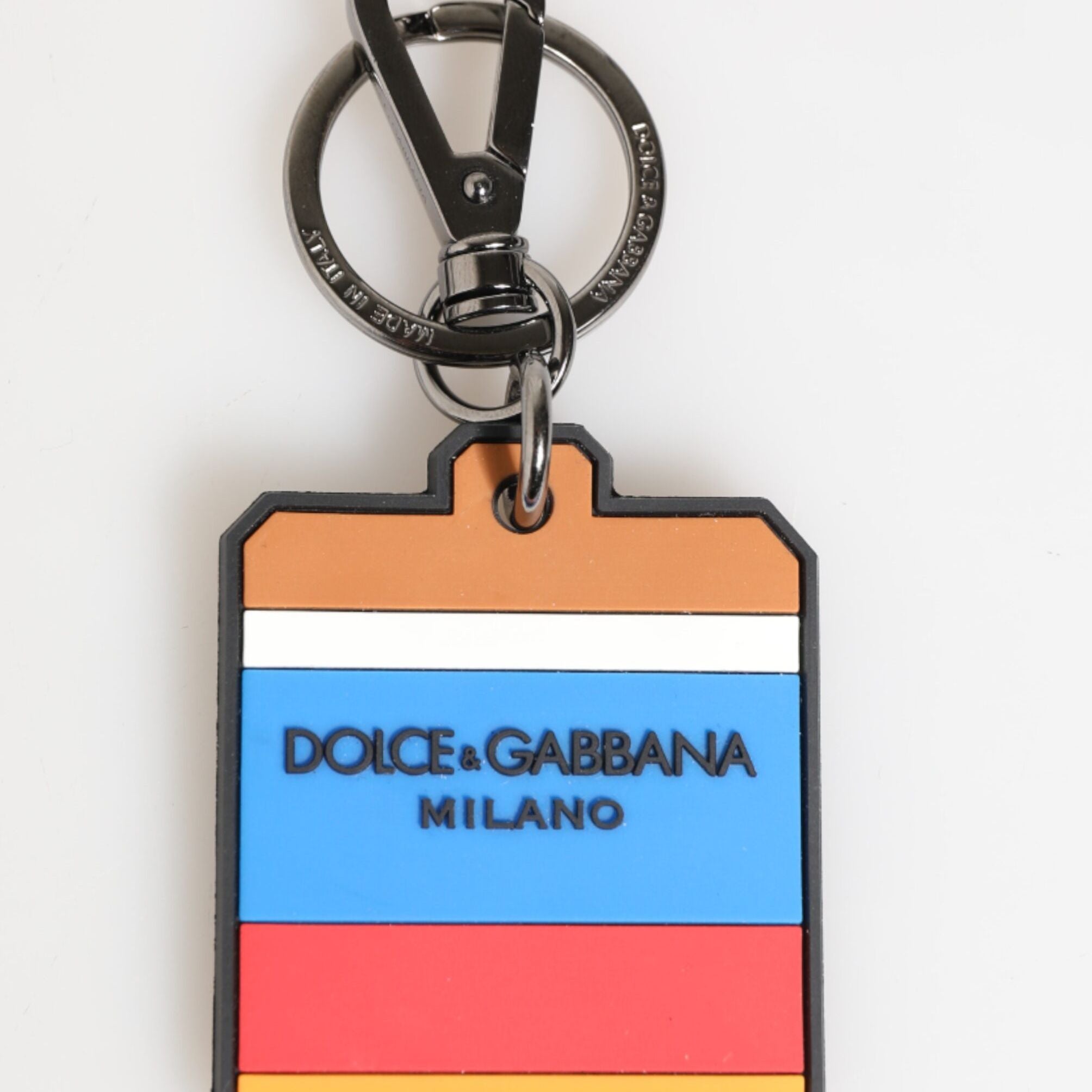 Dolce & Gabbana Multicolor DG Rubber Logo Silver Men's Keychain Keyring