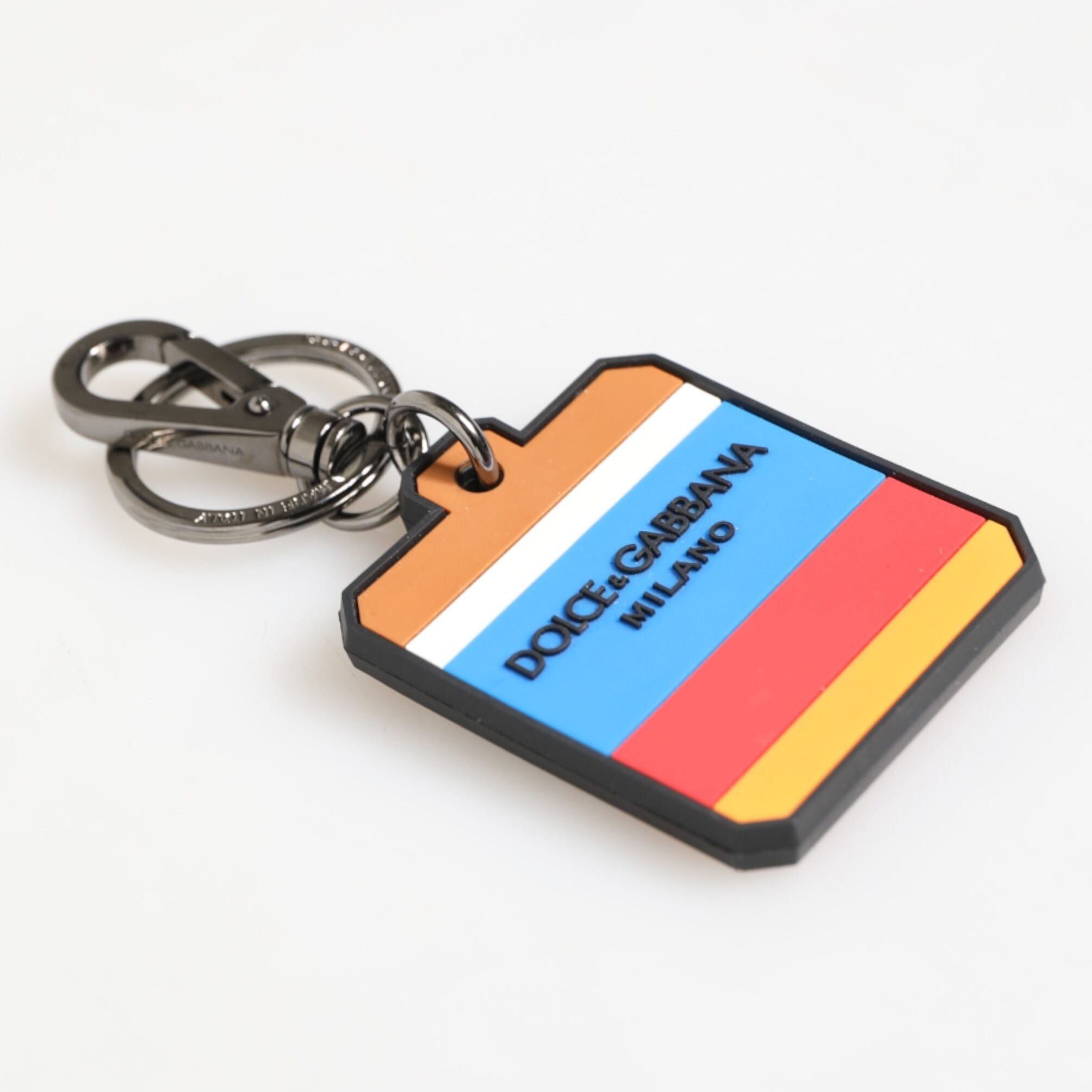 Dolce & Gabbana Multicolor DG Rubber Logo Silver Men's Keychain Keyring