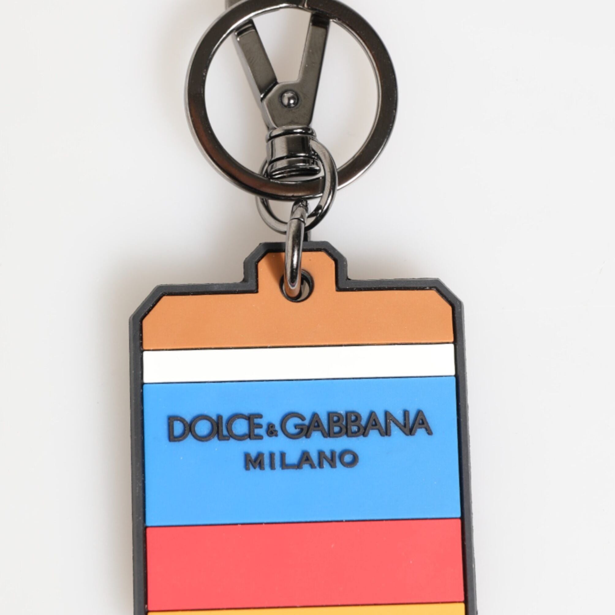 Dolce & Gabbana Multicolor DG Rubber Logo Silver Men's Keychain Keyring