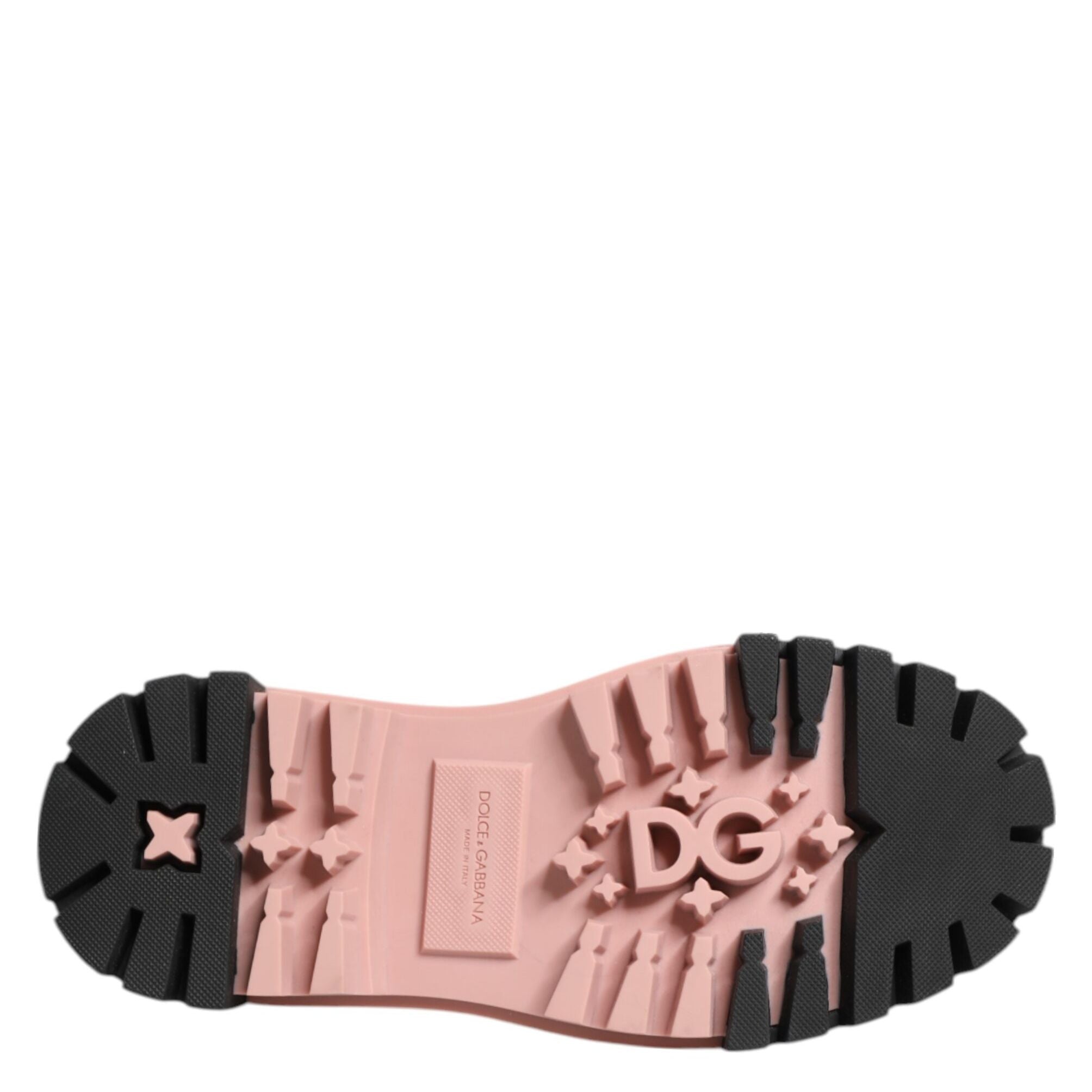 Dolce & Gabbana Light Powder Pink Black Leather Lace-Up Shoes