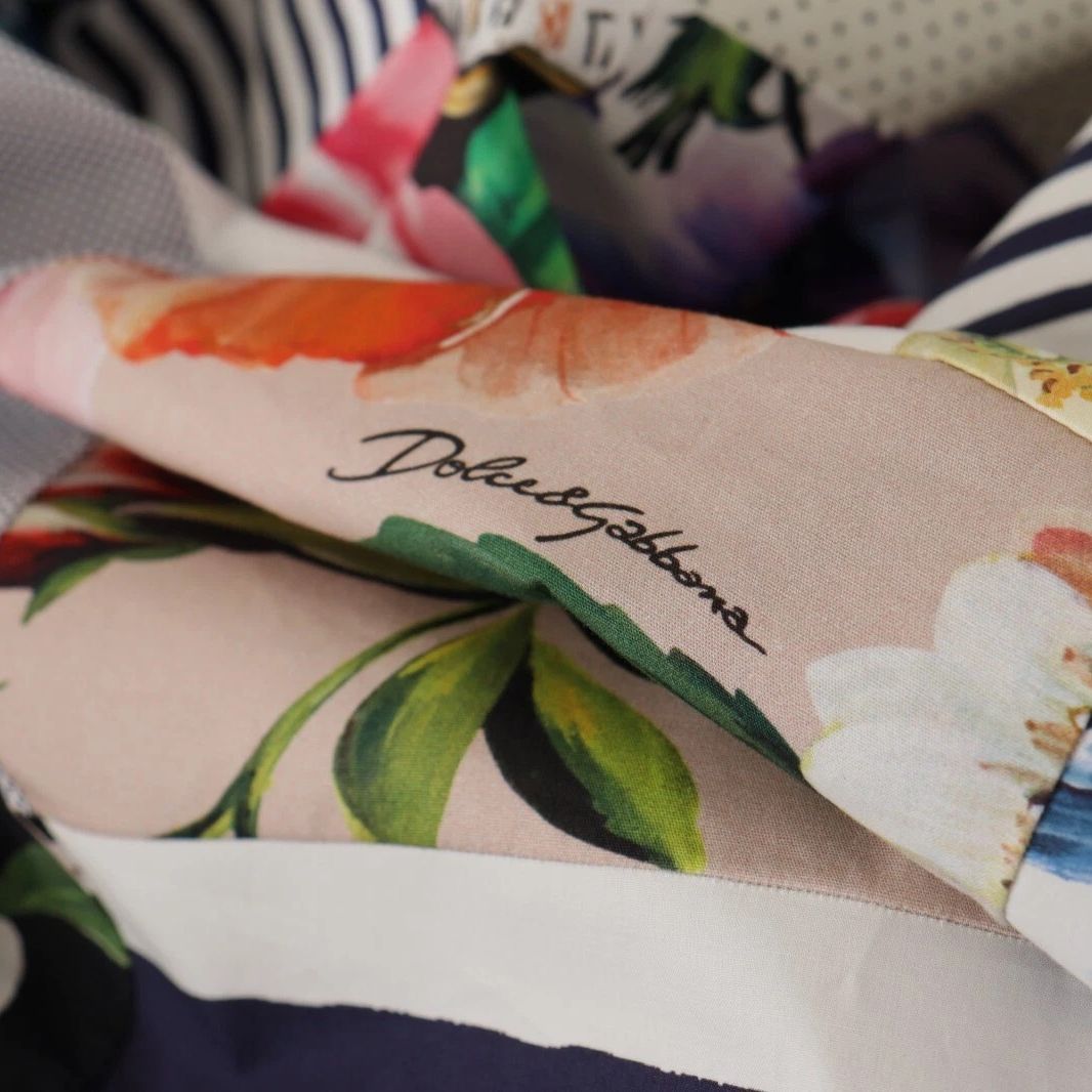 Dolce & Gabbana Multicolor Poplin Floral Mini Flared Dress