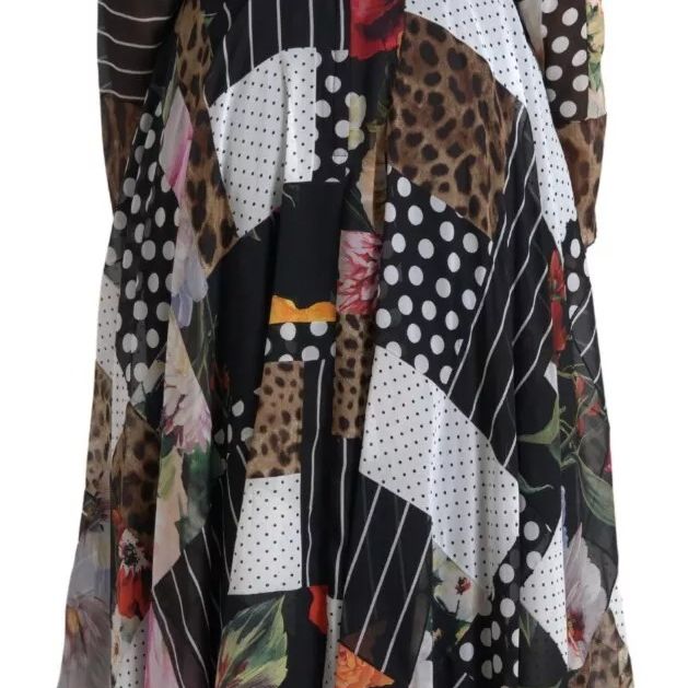 Dolce & Gabbana Multicolor Patchwork Floral Leopard Dress