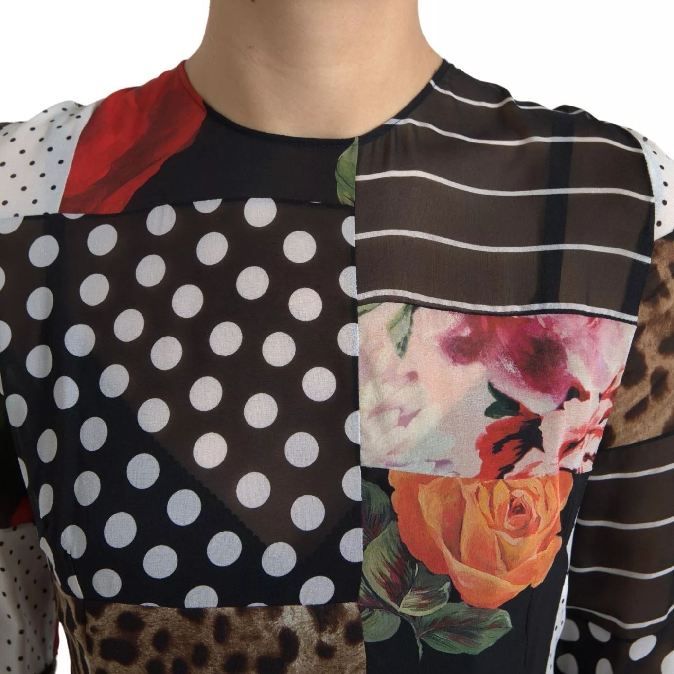 Dolce & Gabbana Multicolor Patchwork Floral Leopard Dress