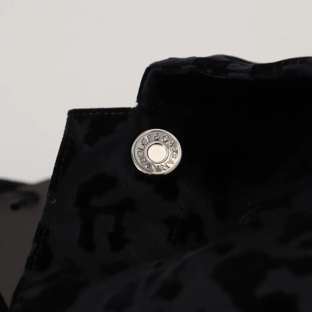 Dolce & Gabbana Cotton Black Leopard Long Sleeve Denim Jacket