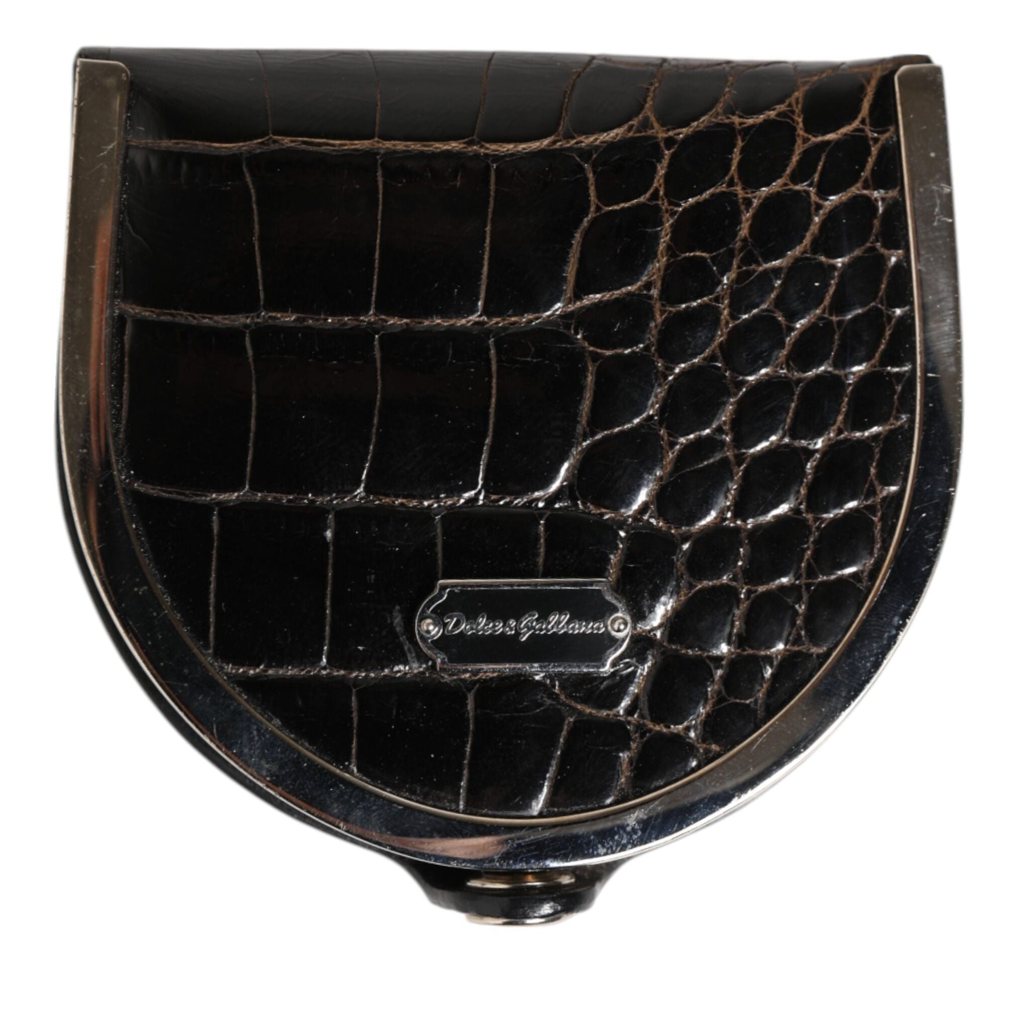 Dolce & Gabbana Black Polished Crocodile Leather Mens Coin Purse Wallet
