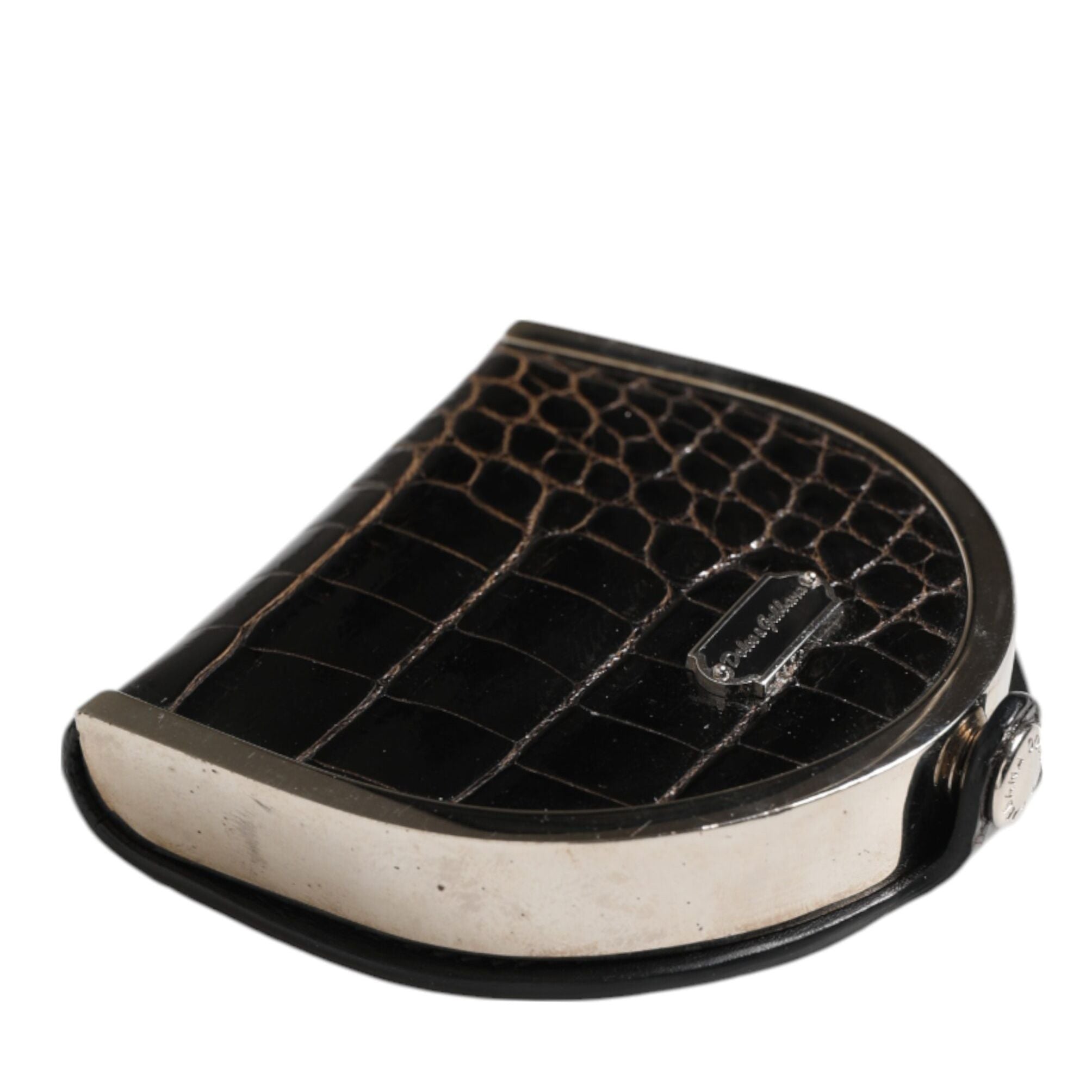 Dolce & Gabbana Black Polished Crocodile Leather Mens Coin Purse Wallet